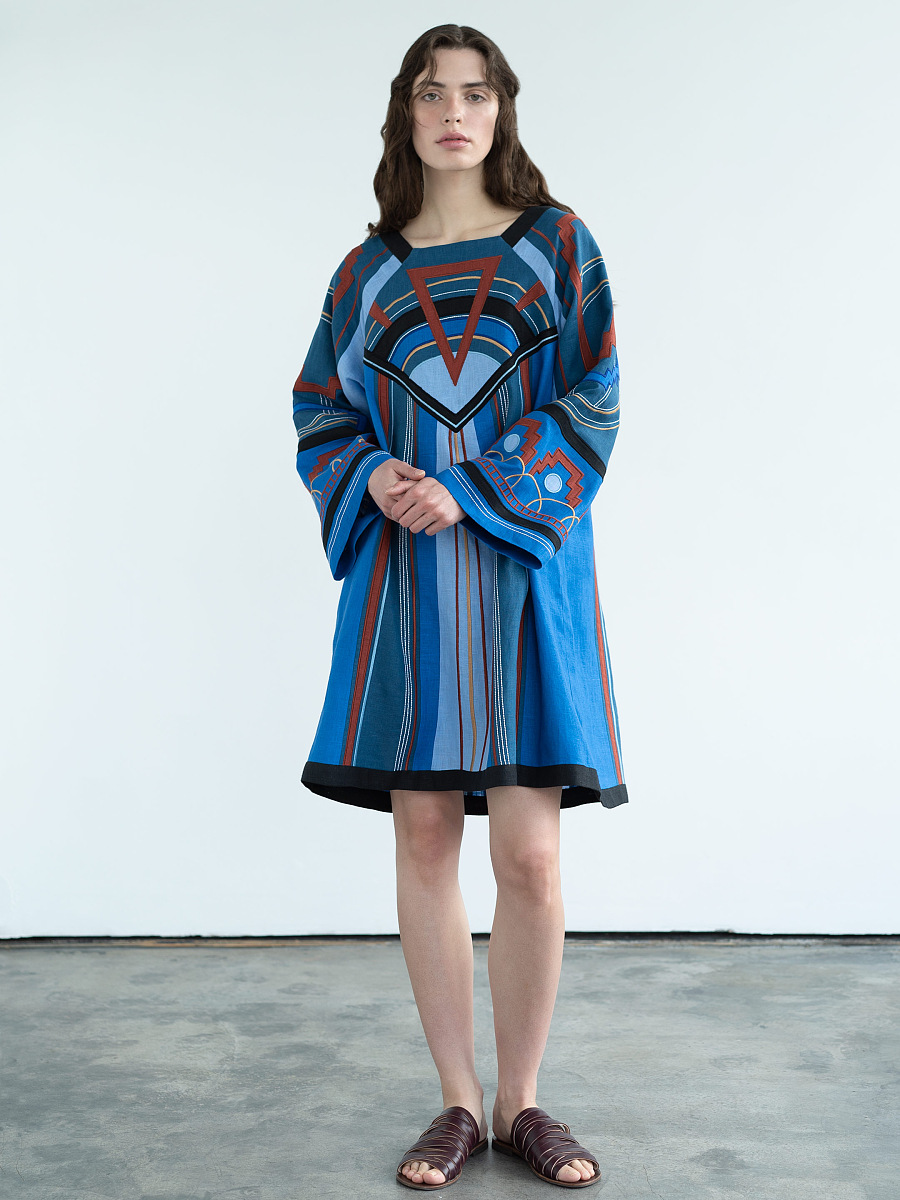 Linen dress with applique and embroidery Ekster [0]