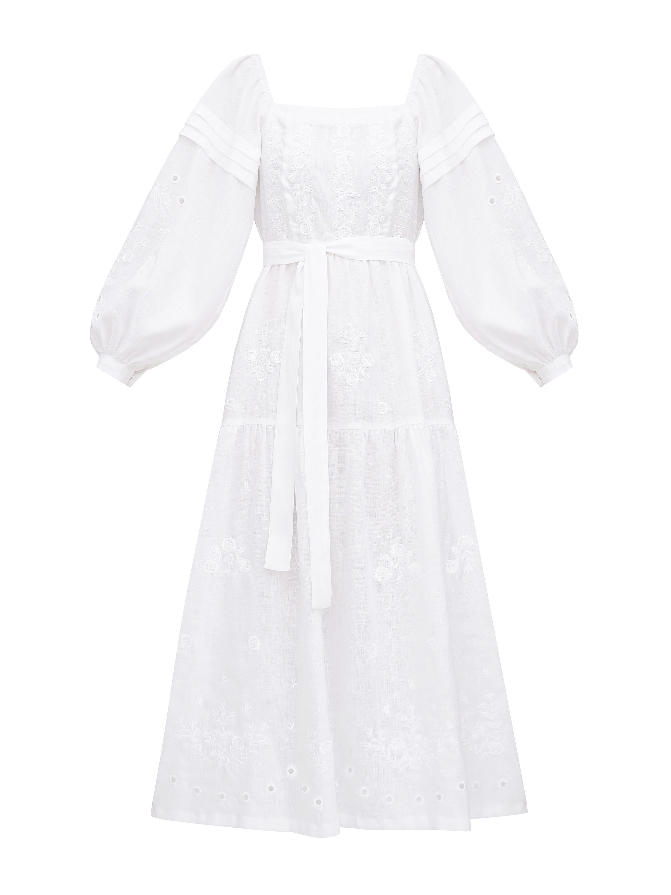 White linen embroidered dress Myt buy