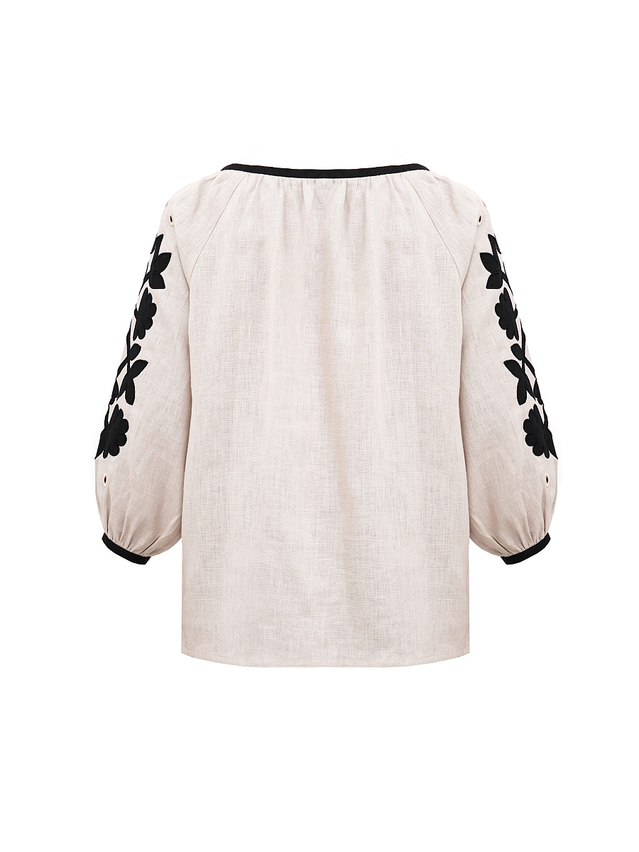Linen blouse with applique Zagadka Black [0]