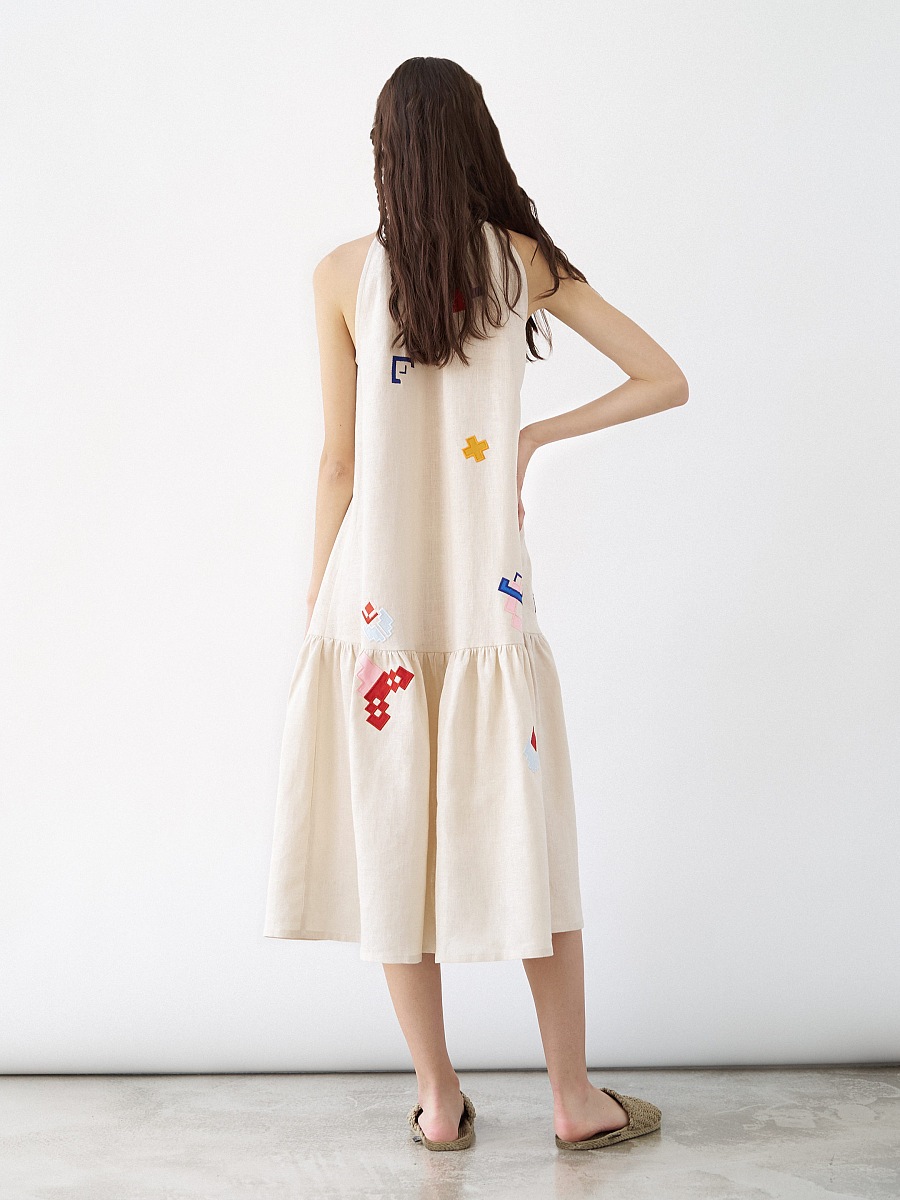 Linen sundress with applique Eva Summer [0]