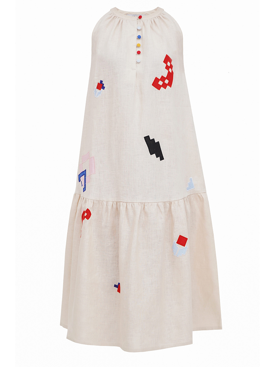 Linen sundress with applique Eva Summer [0]