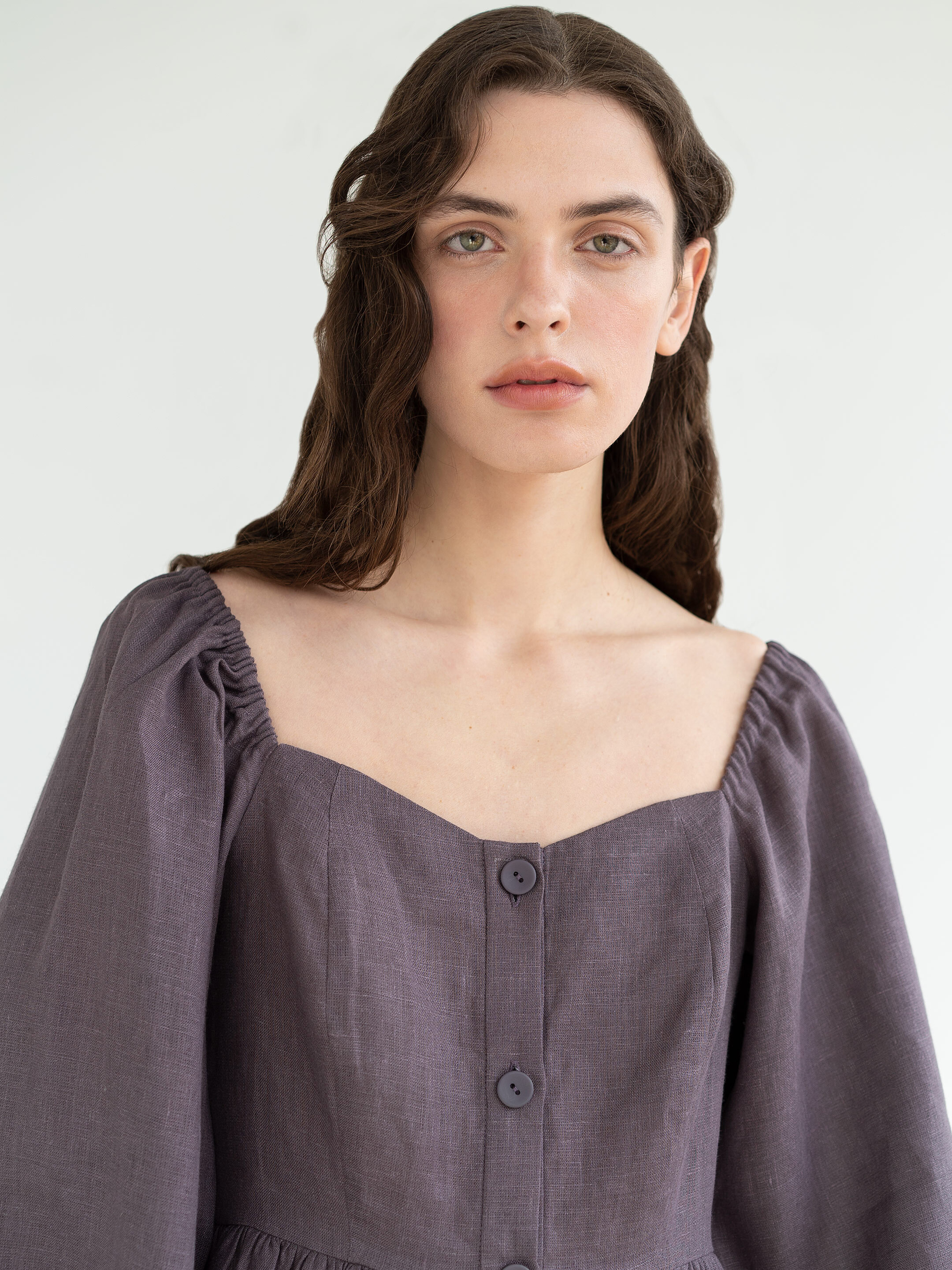Linen boho dress Hay Gray cheap