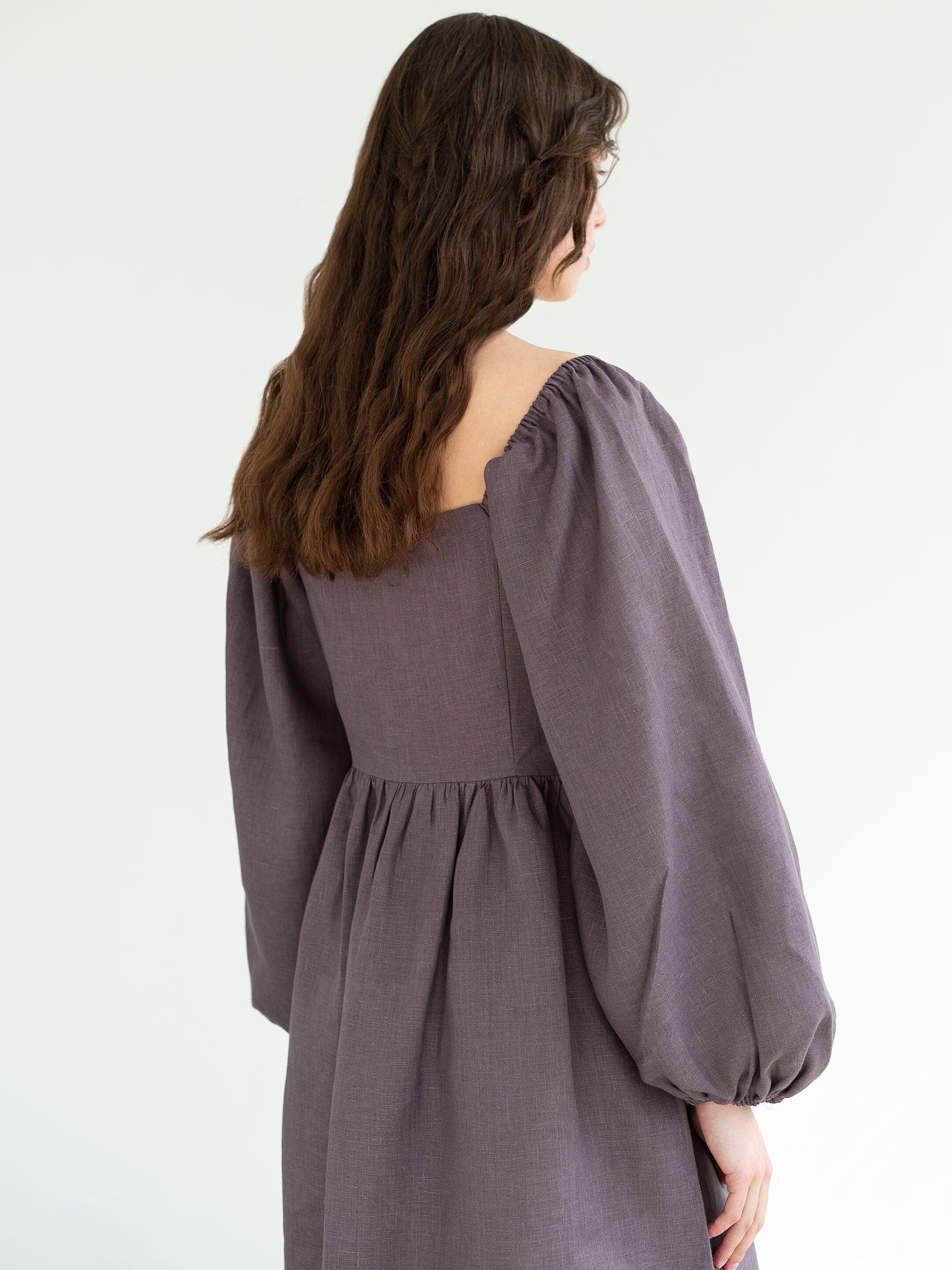 Linen boho dress Hay Gray sizes