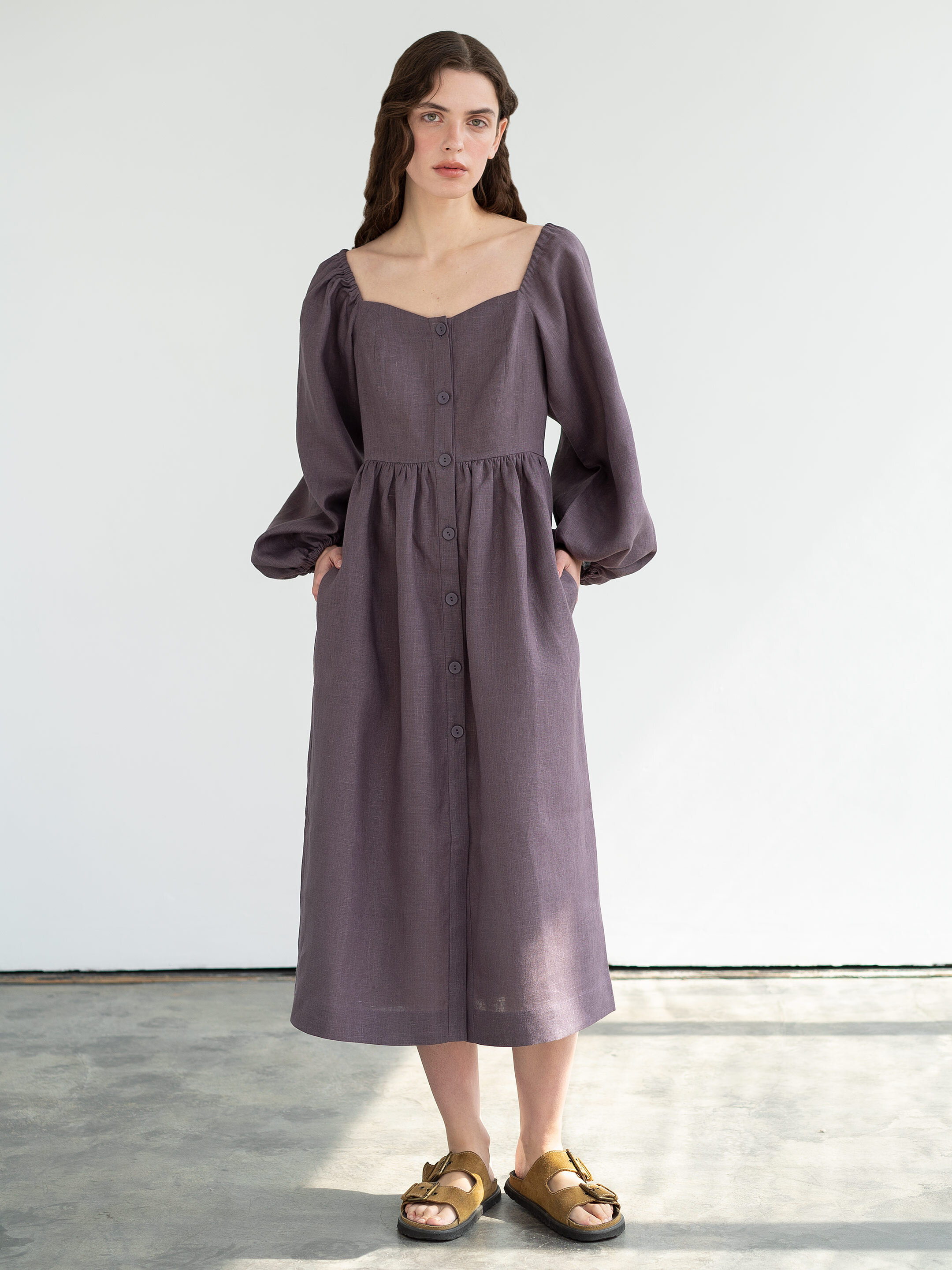 Linen boho dress Hay Gray Buy