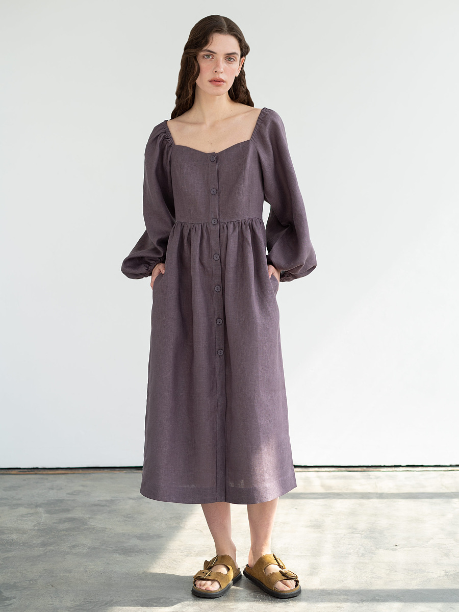 Linen boho dress Hay Gray [0]