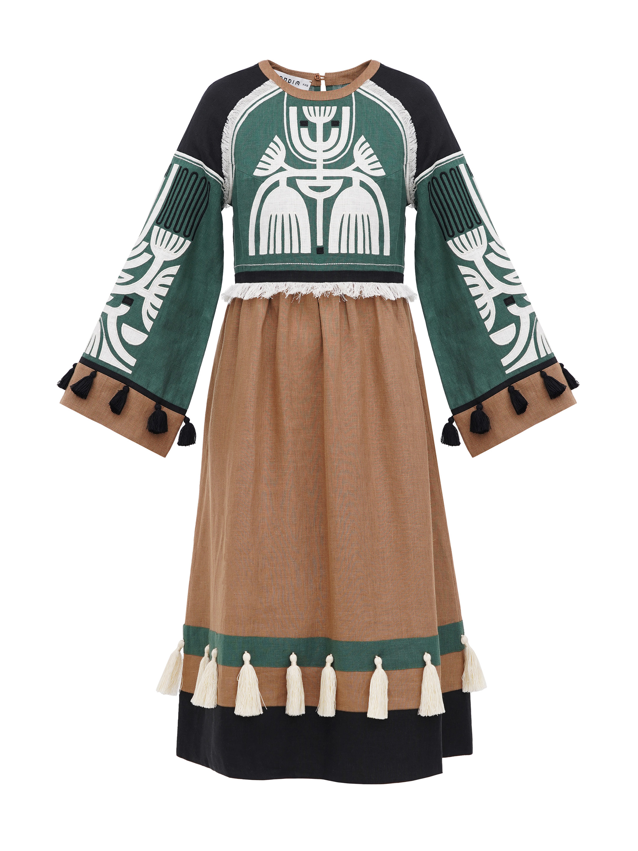 Green dress with black applique and embroidery VILHA buy in Kyiv, price —  Etnodim