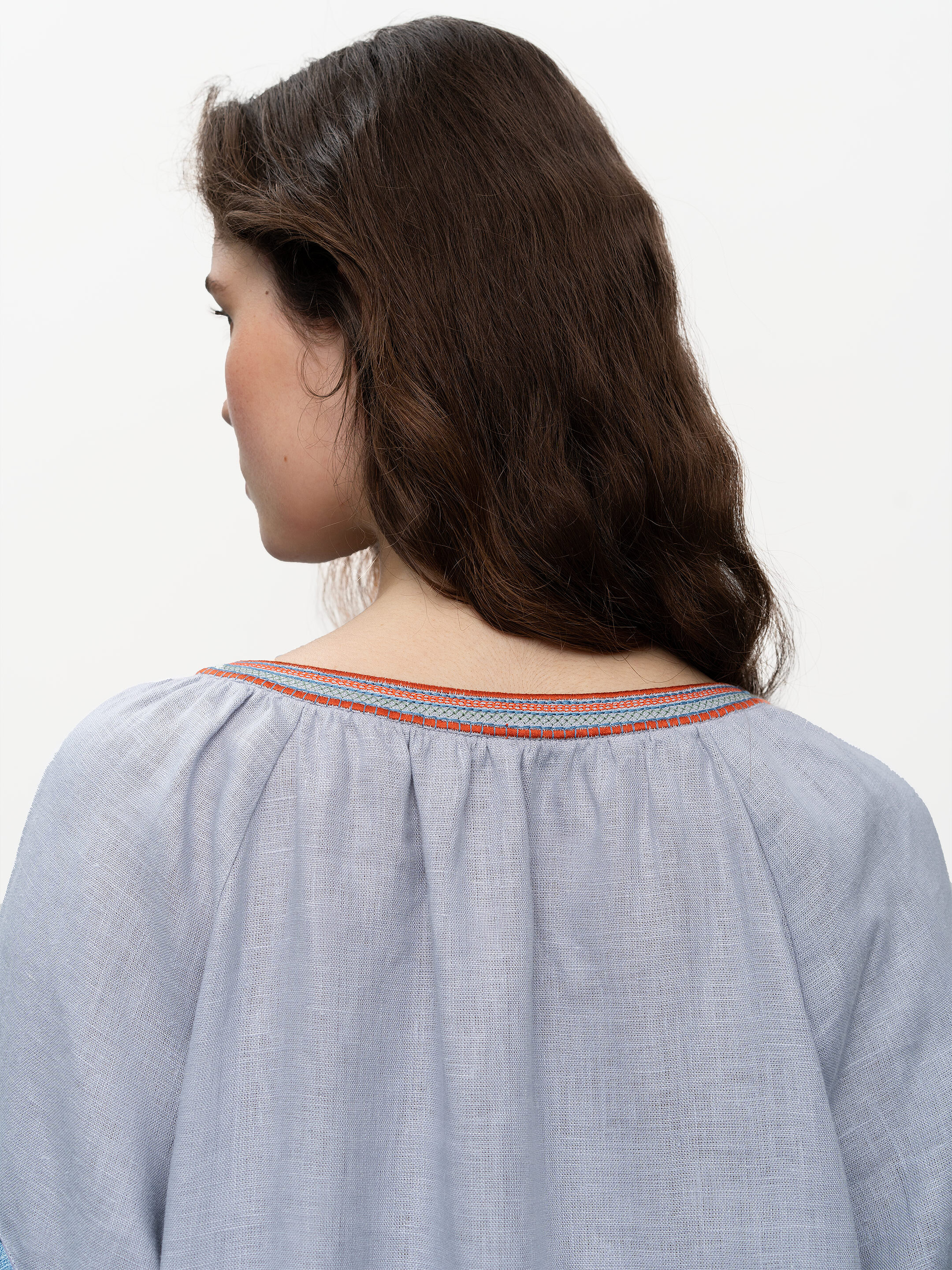 Women's embroidered shirt with fringe Oksamyt Blue photo