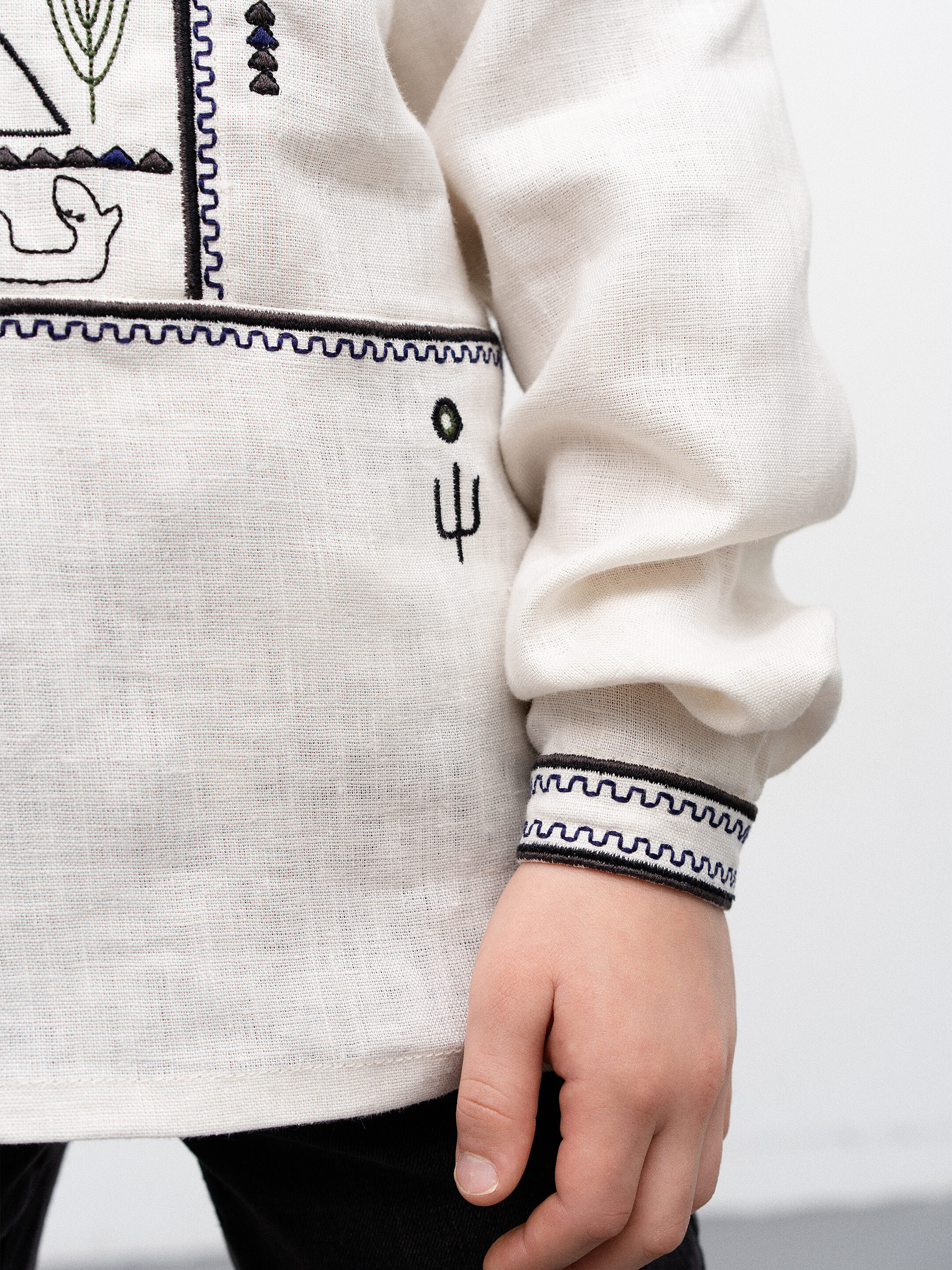 Embroidered shirt for a boy Kyrylo Kozhumiaka fitting