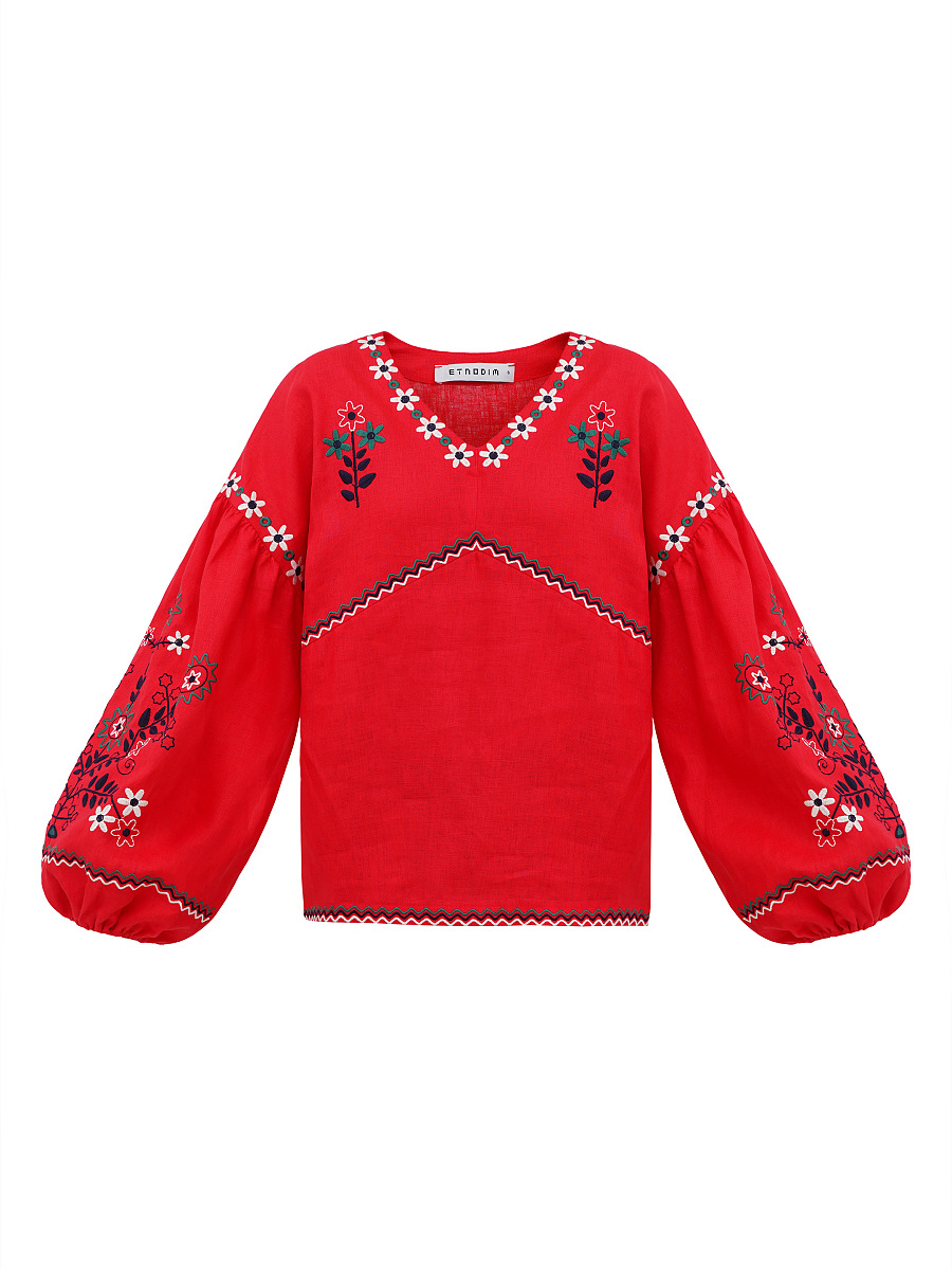 Women's embroidery shirt with floral Obriy Red [0]
