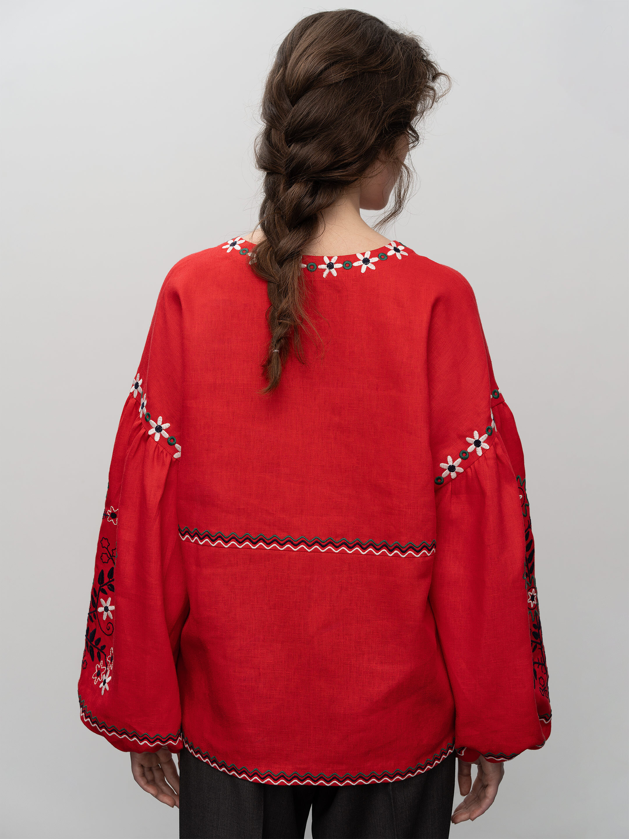 Women's embroidery shirt with floral Obriy Red ціна
