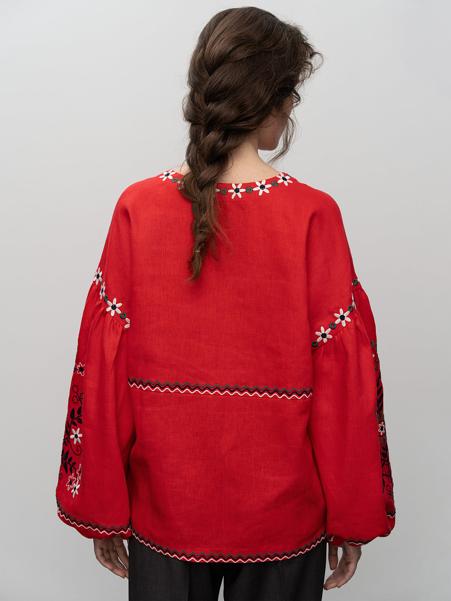 Women's embroidery shirt with floral Obriy Red [0]