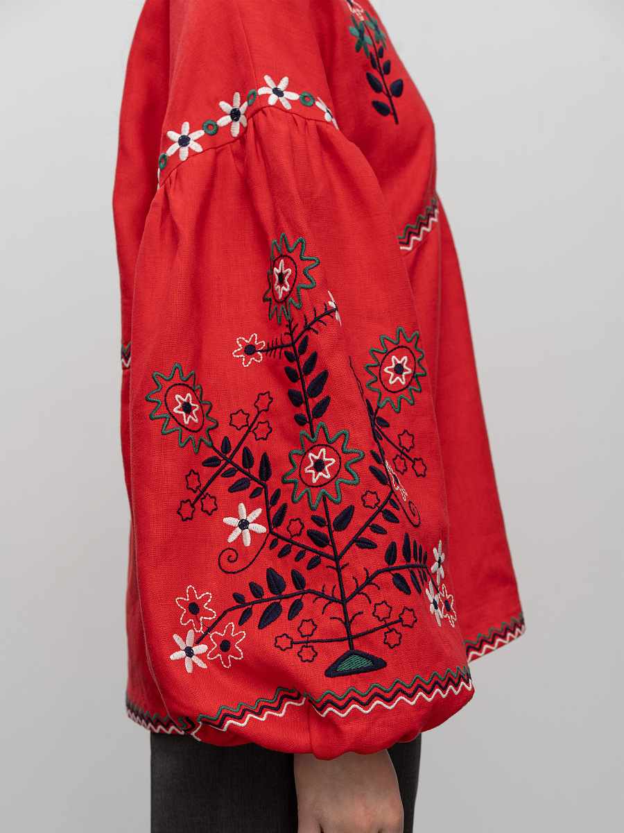 Women's embroidery shirt with floral Obriy Red [0]