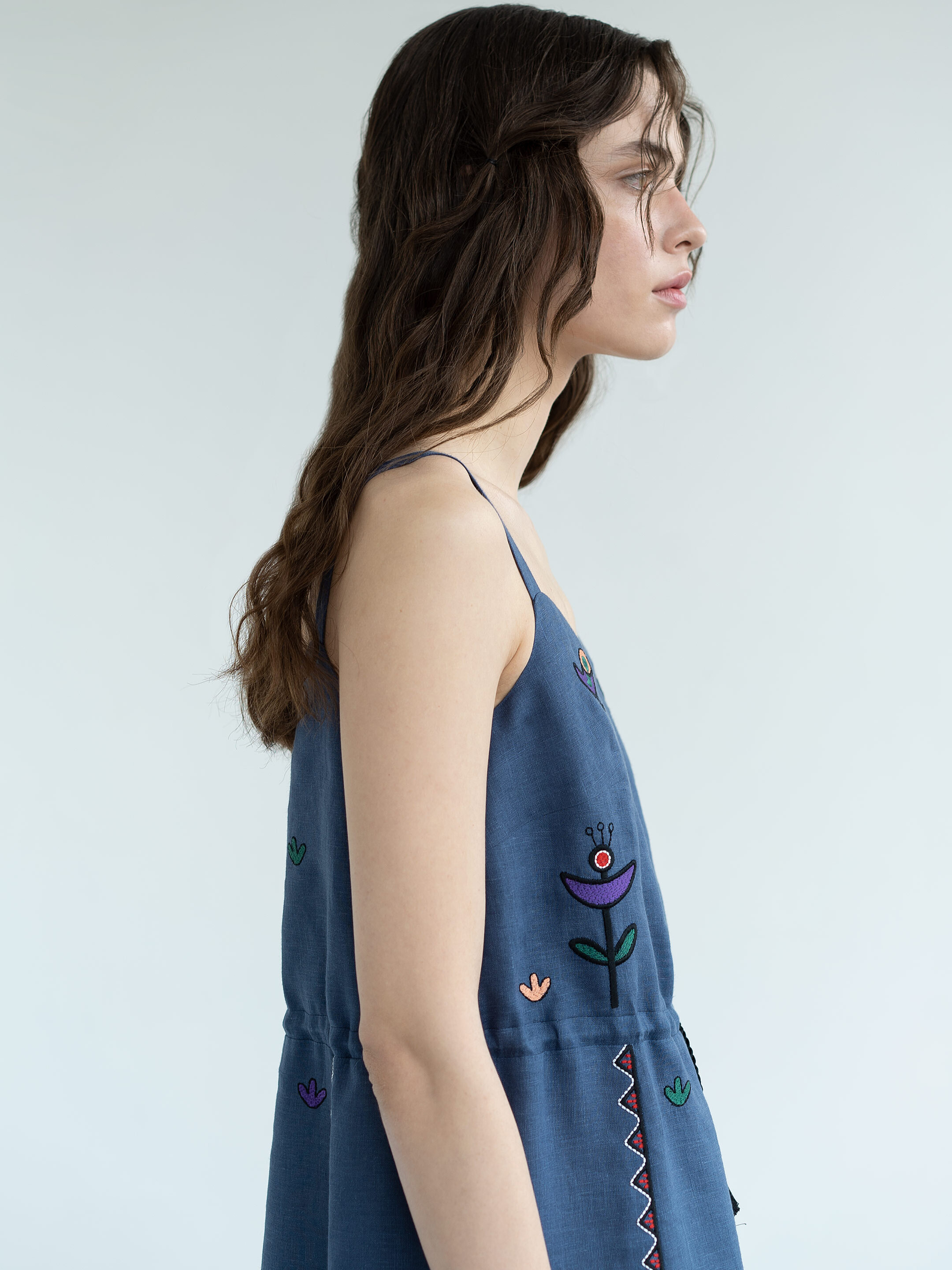 Embroidered sundress Gushul Dress fitting
