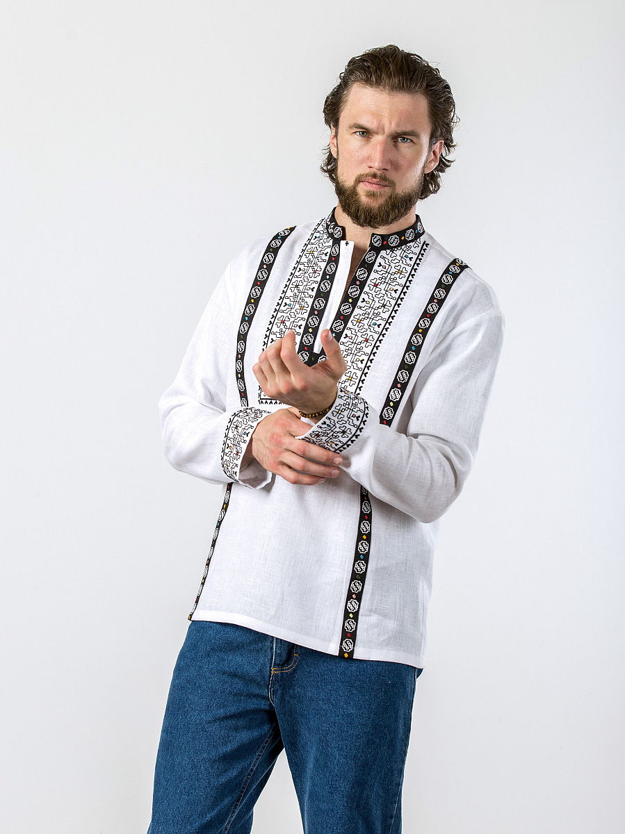 White embroidered linen shirt Hutsul White [0]