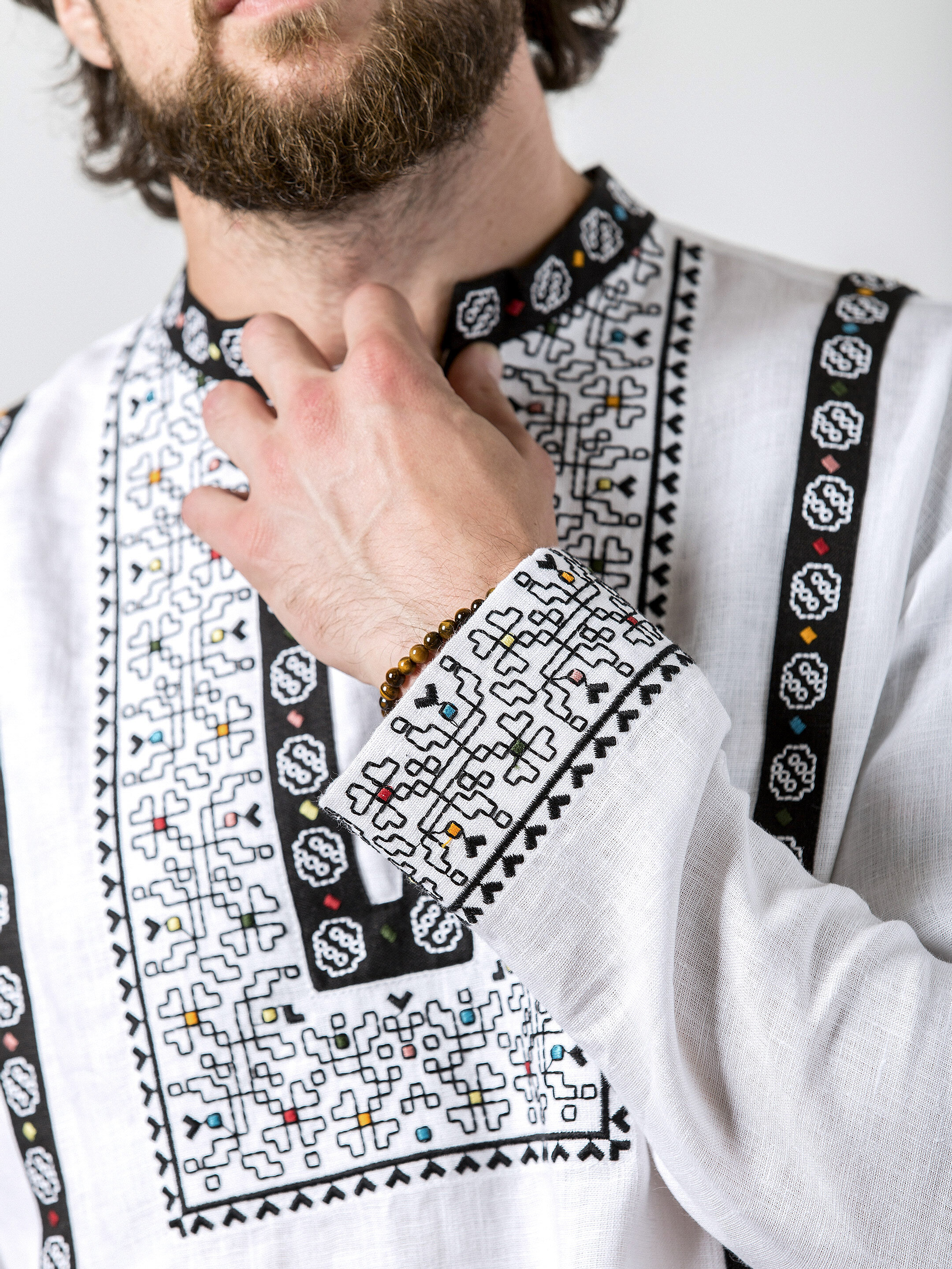White embroidered linen shirt Hutsul White cheap