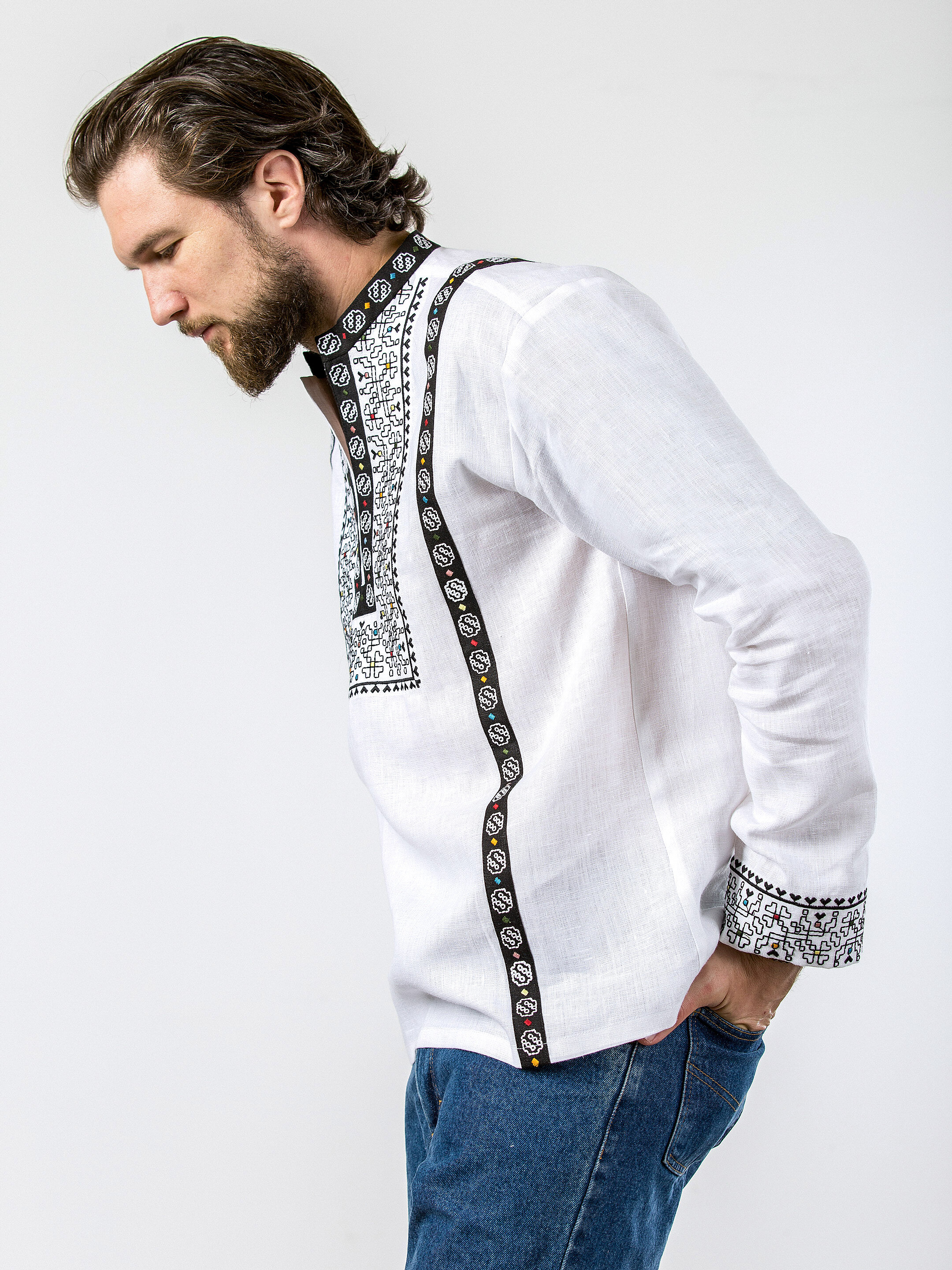 White embroidered linen shirt Hutsul White ціна