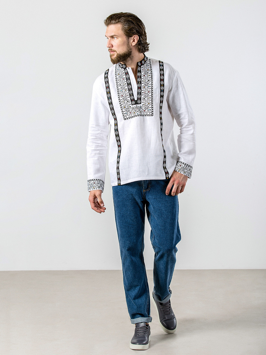 White embroidered linen shirt Hutsul White [0]