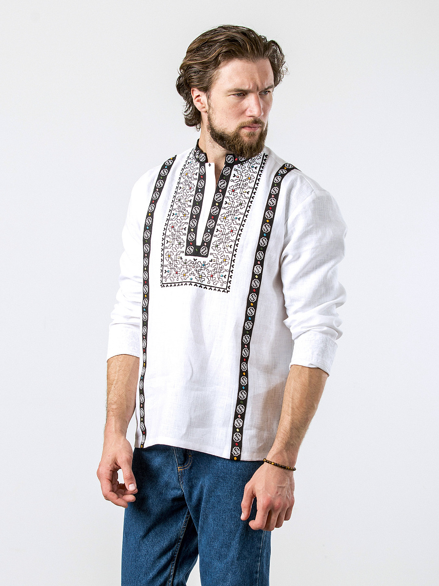 White embroidered linen shirt Hutsul White [0]