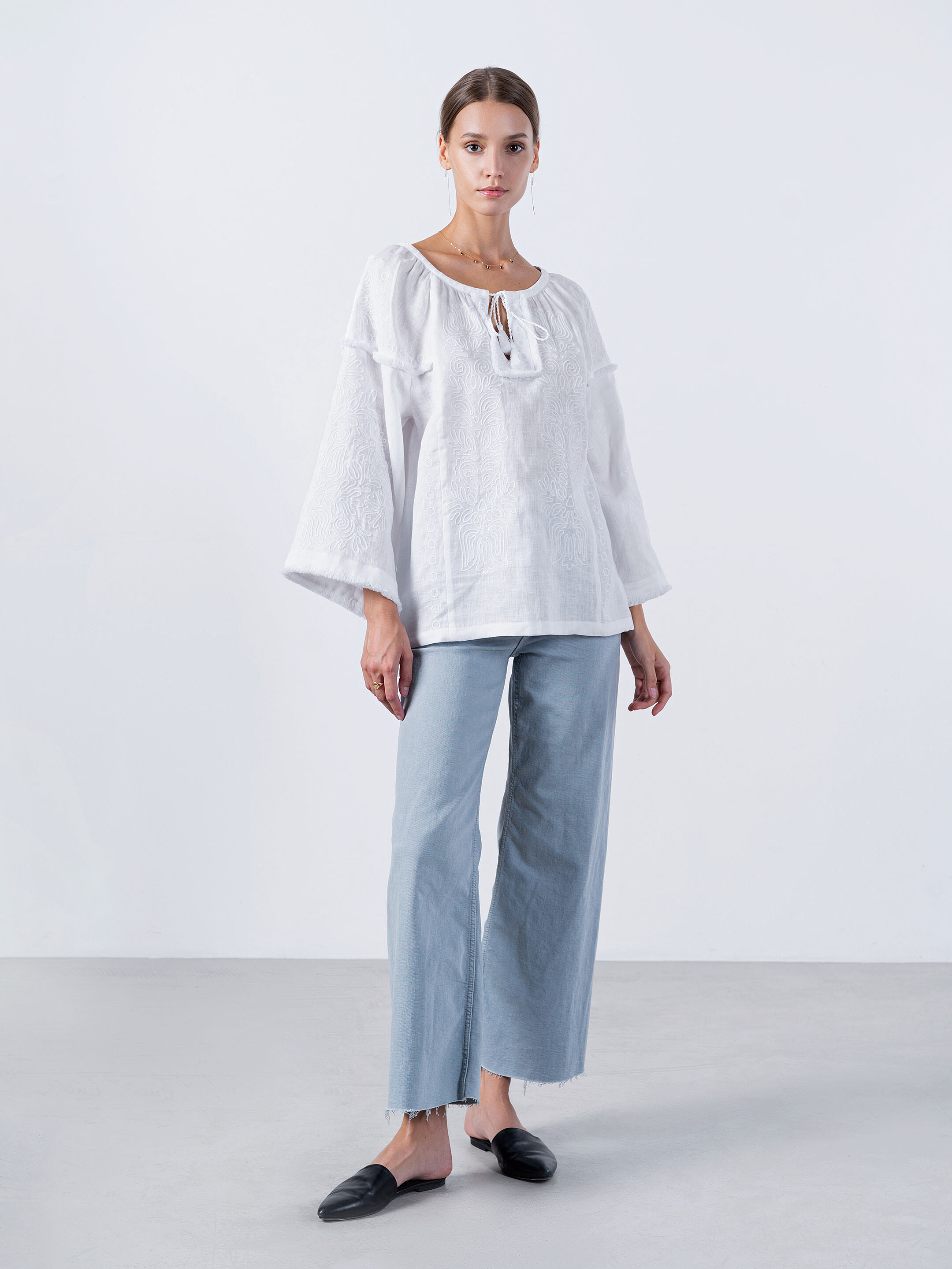 Women's embroidered shirt white on white PEARL in Ukraine
