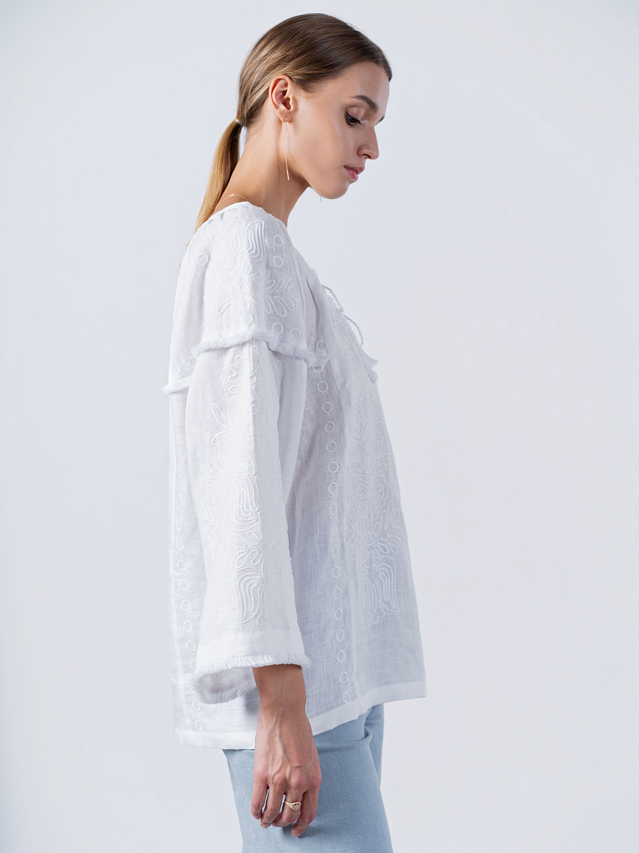 Women's embroidered shirt white on white PEARL [0]