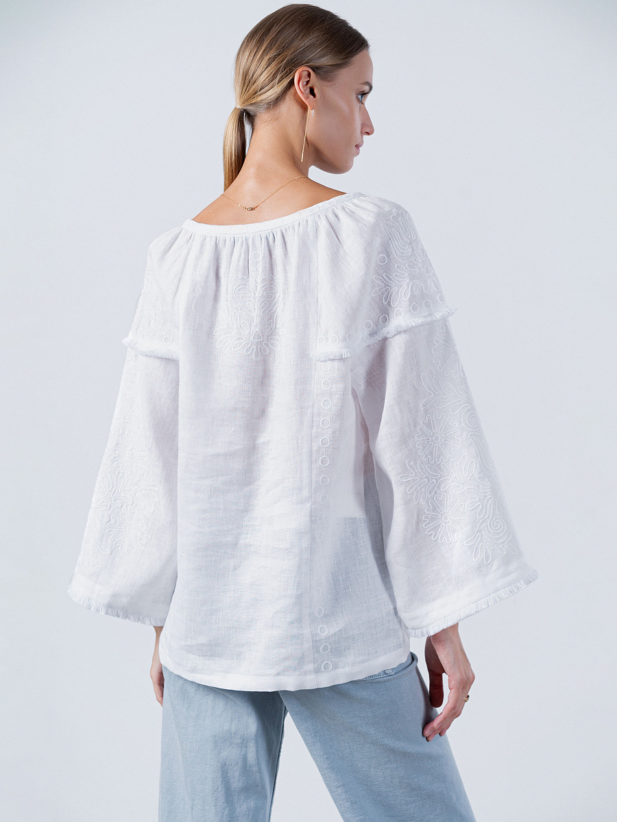 Women's embroidered shirt white on white PEARL [0]
