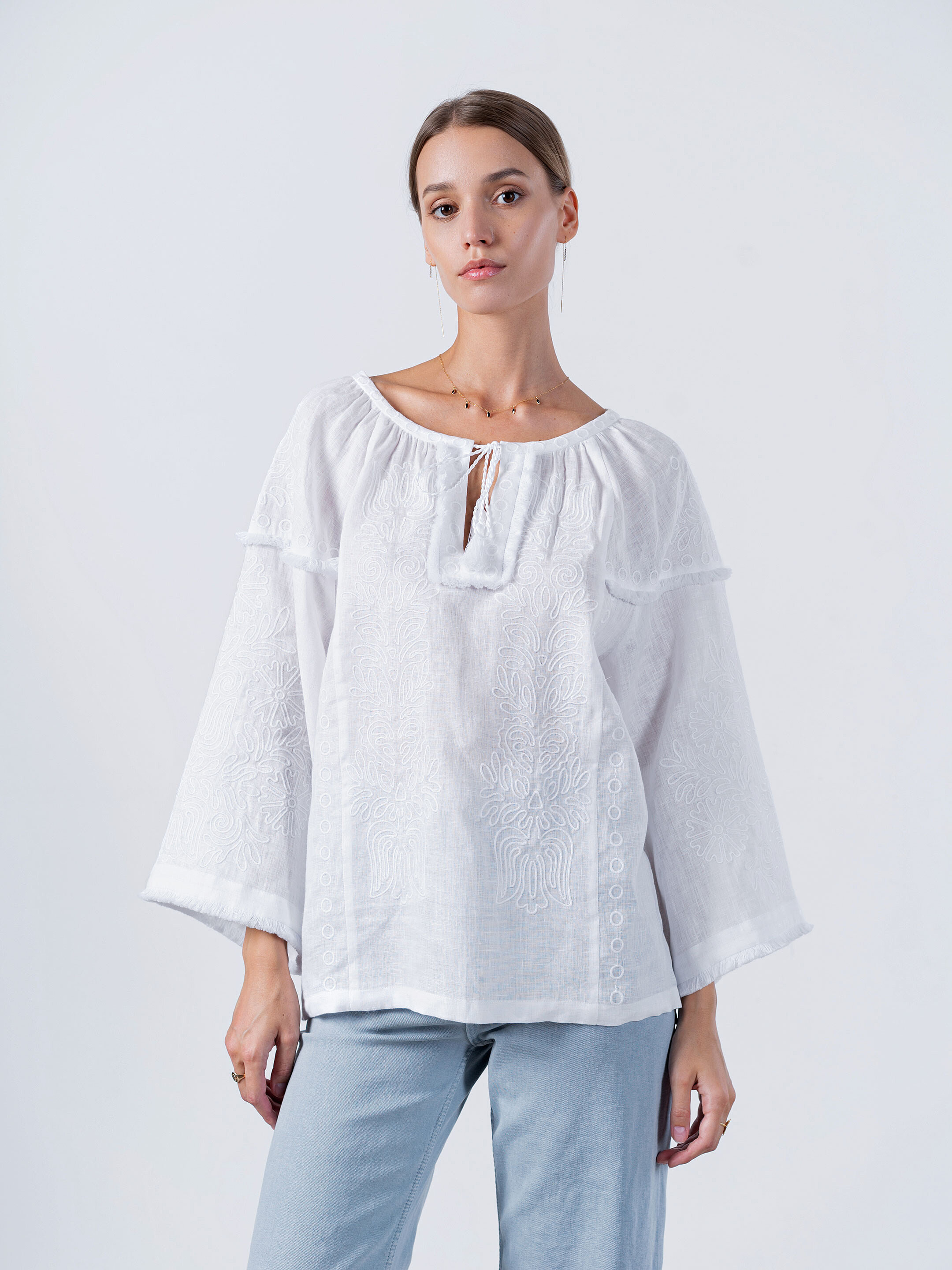 Women's embroidered shirt white on white PEARL Buy
