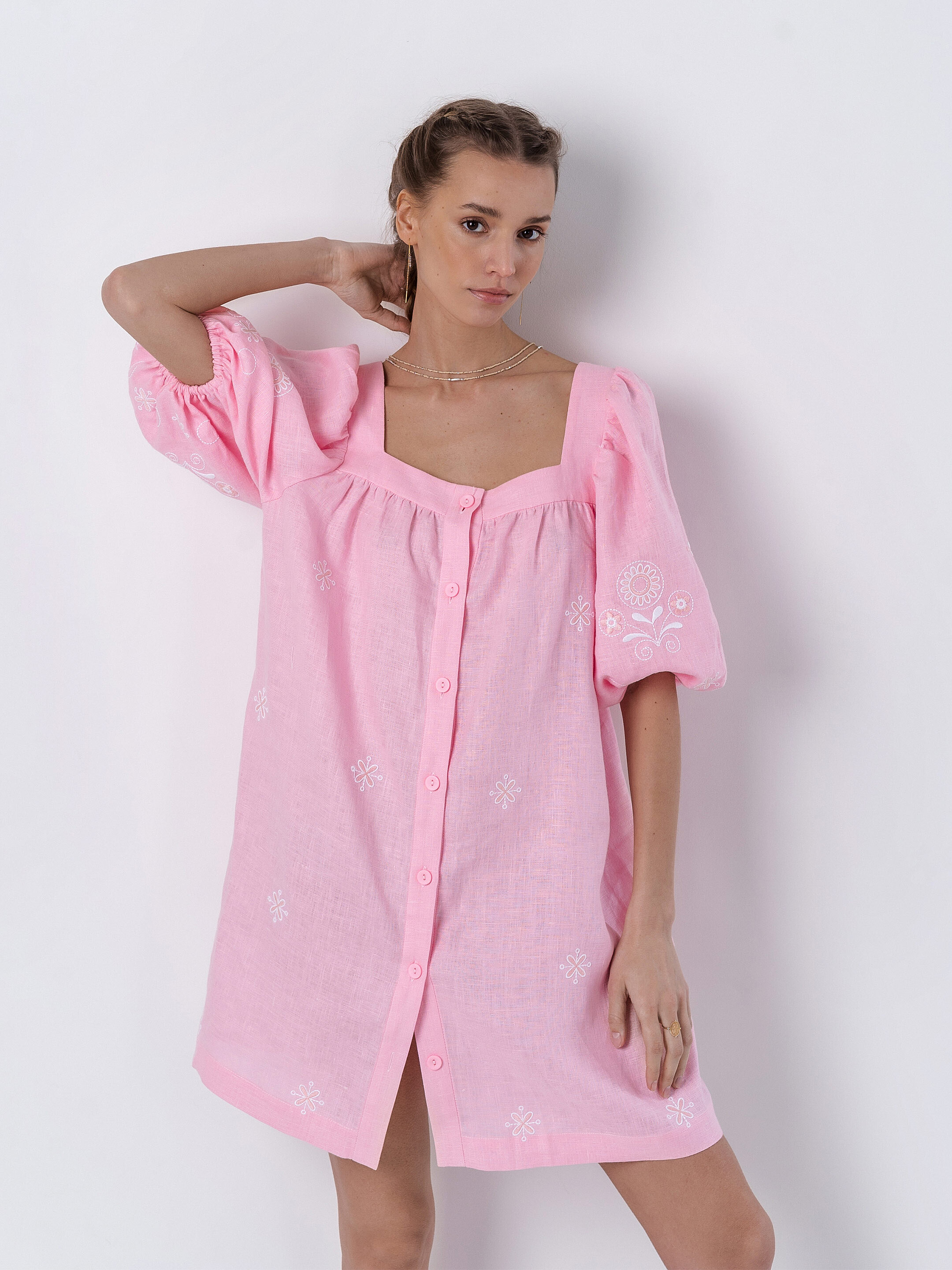 Linen pink dress Holly photo