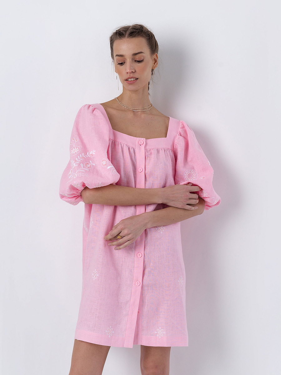 Linen pink dress Holly [0]