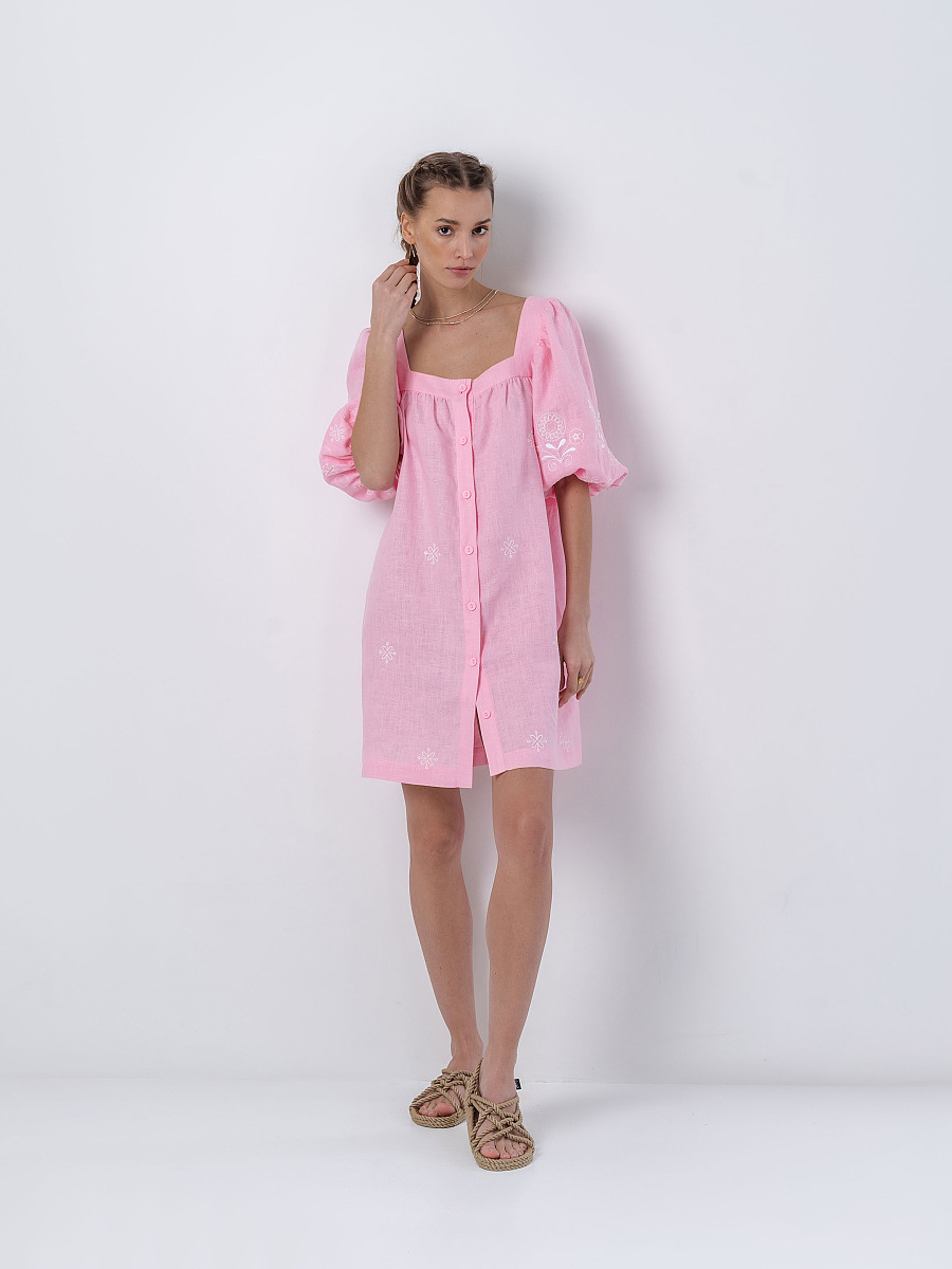 Linen pink dress Holly [0]