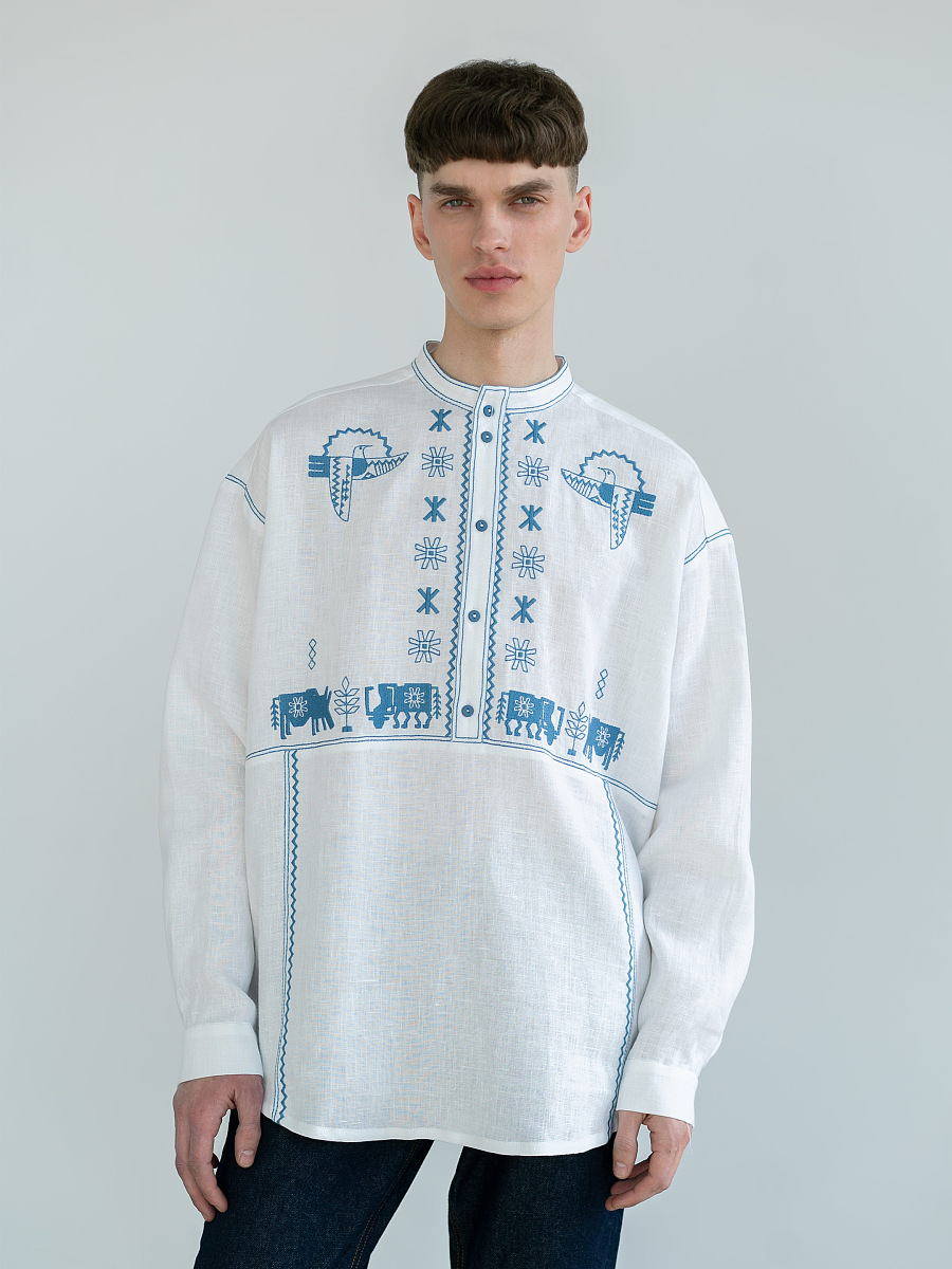 Men's linen shirt with embroidery Adam [0]