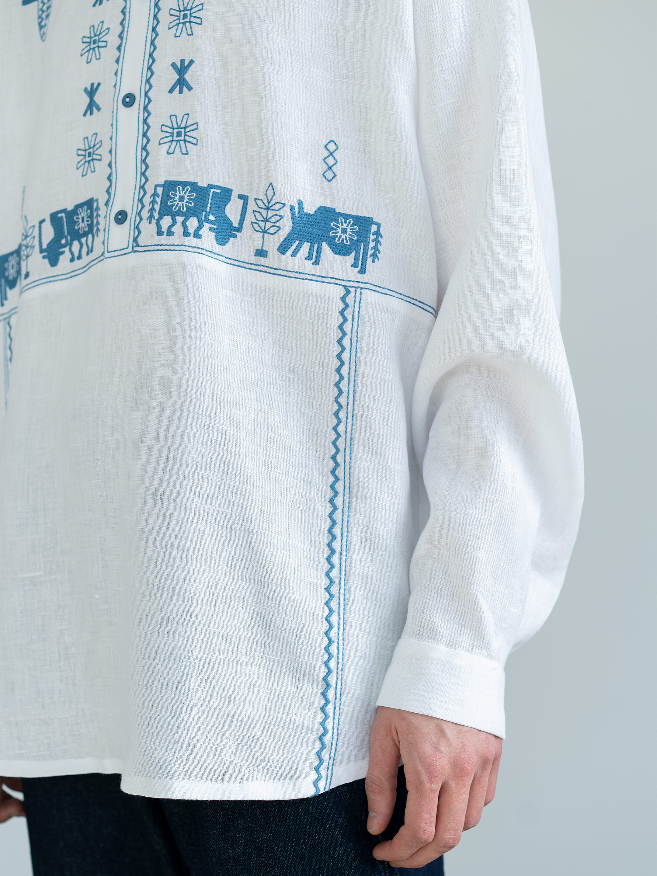 Men's linen shirt with embroidery Adam sizes