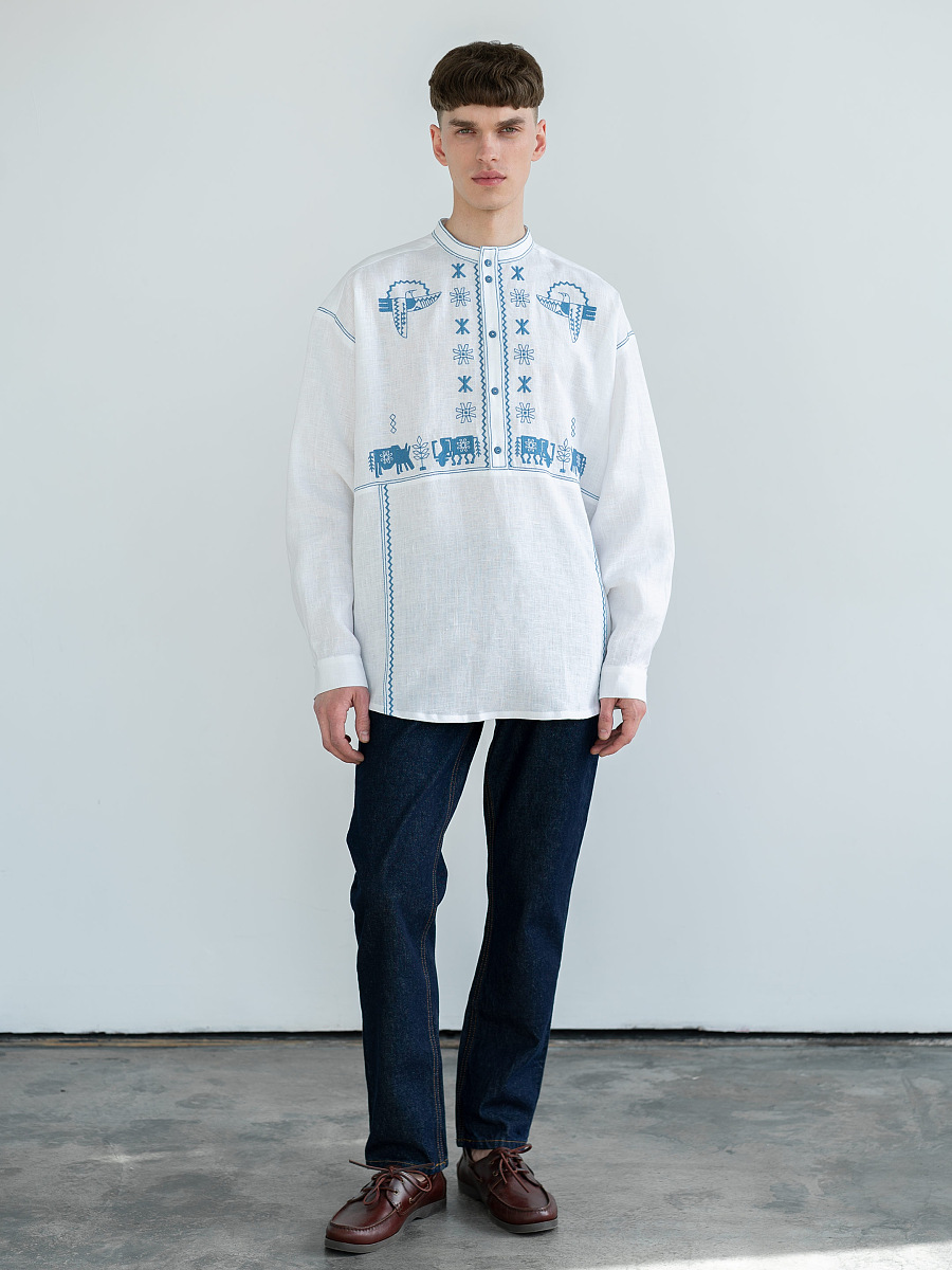 Men's linen shirt with embroidery Adam [0]
