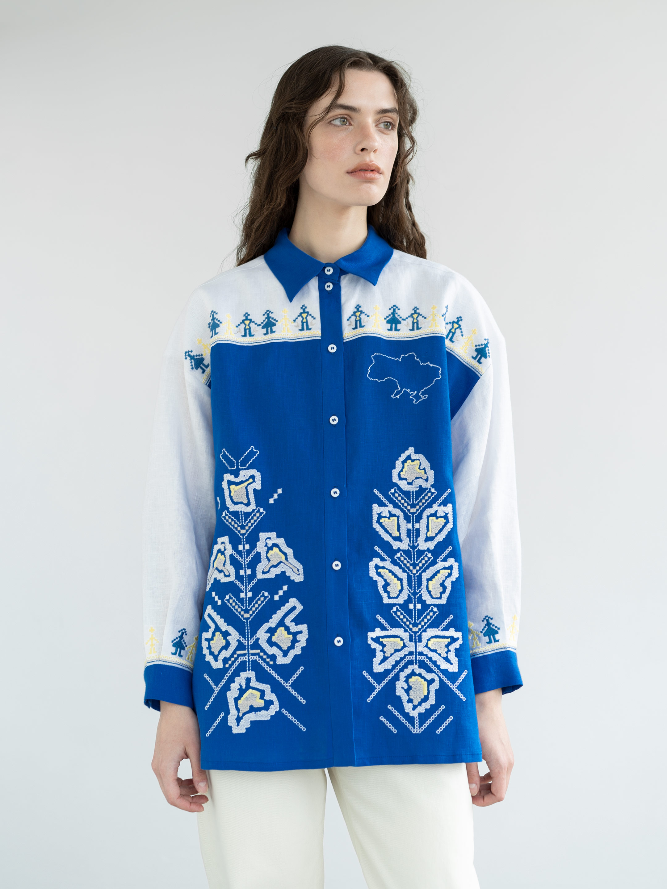Linen shirt with embroidered cities-heroes Smilyvist - photo 1