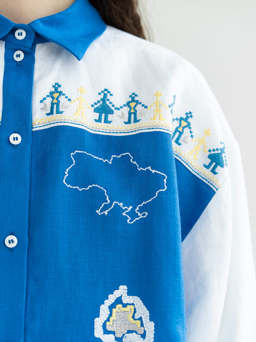 Linen shirt with embroidered cities-heroes Smilyvist [0]