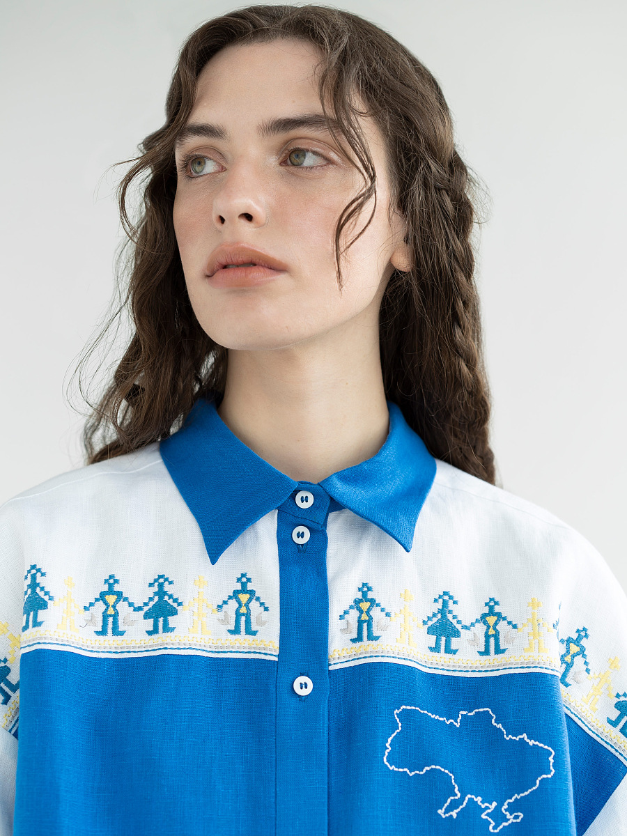 Linen shirt with embroidered cities-heroes Smilyvist [0]