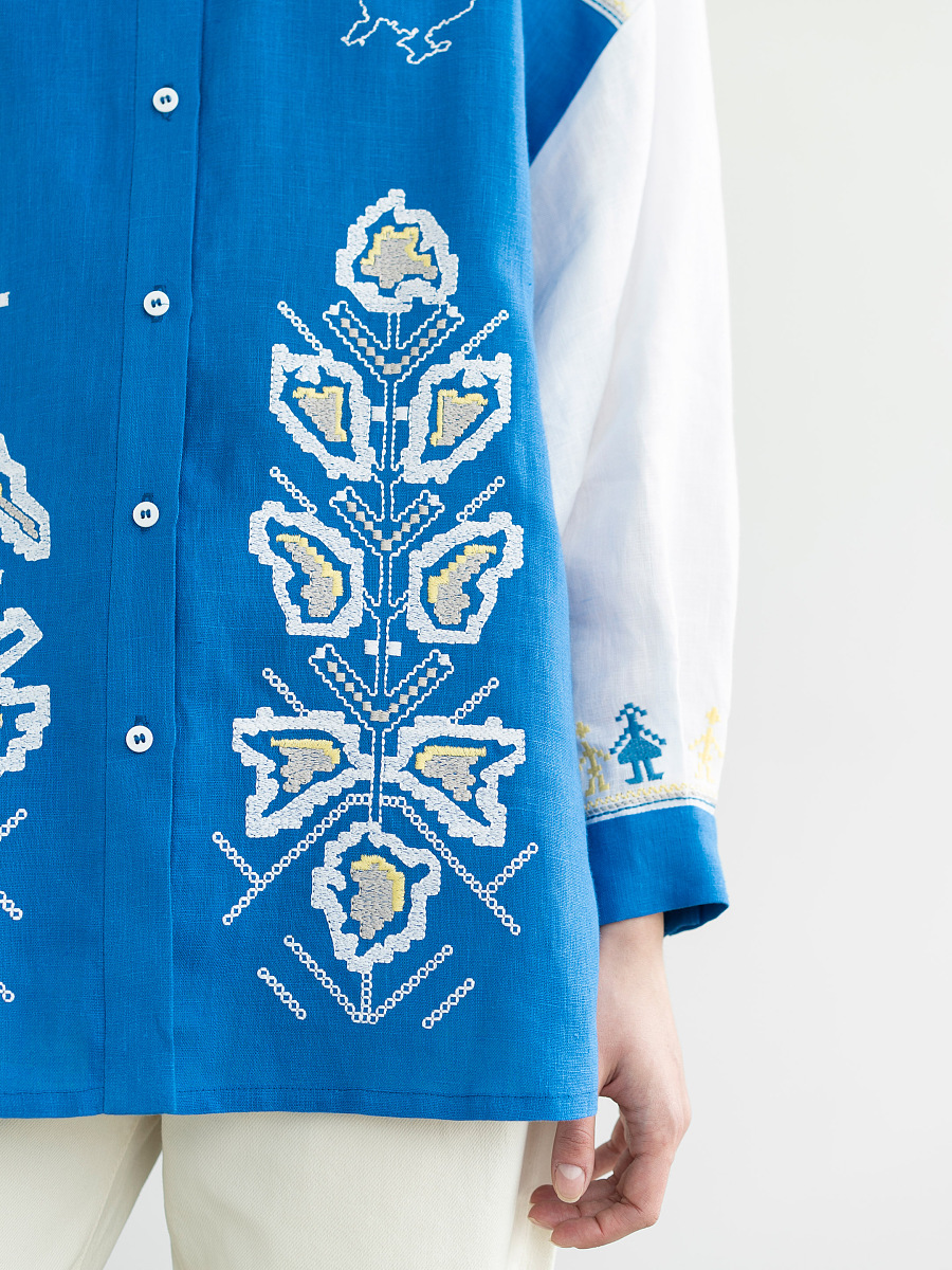 Linen shirt with embroidered cities-heroes Smilyvist [0]
