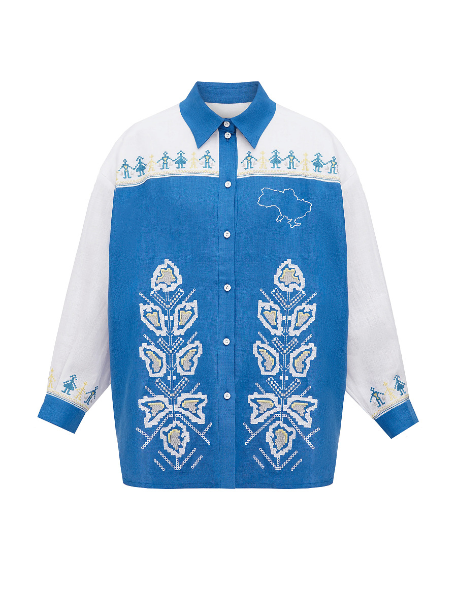 Linen shirt with embroidered cities-heroes Smilyvist [0]