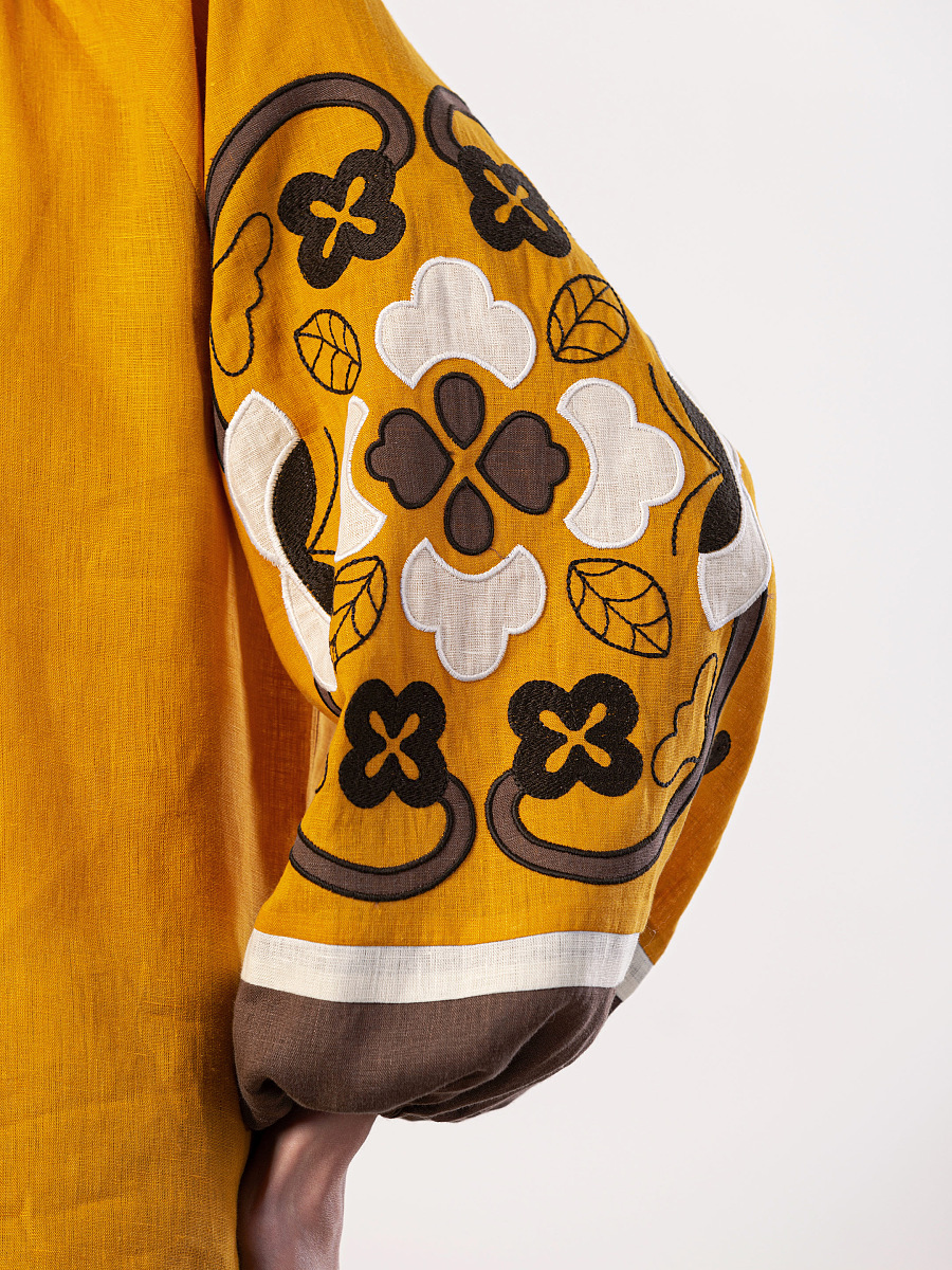 Embroidered shirt in yellow linen Sunny [0]