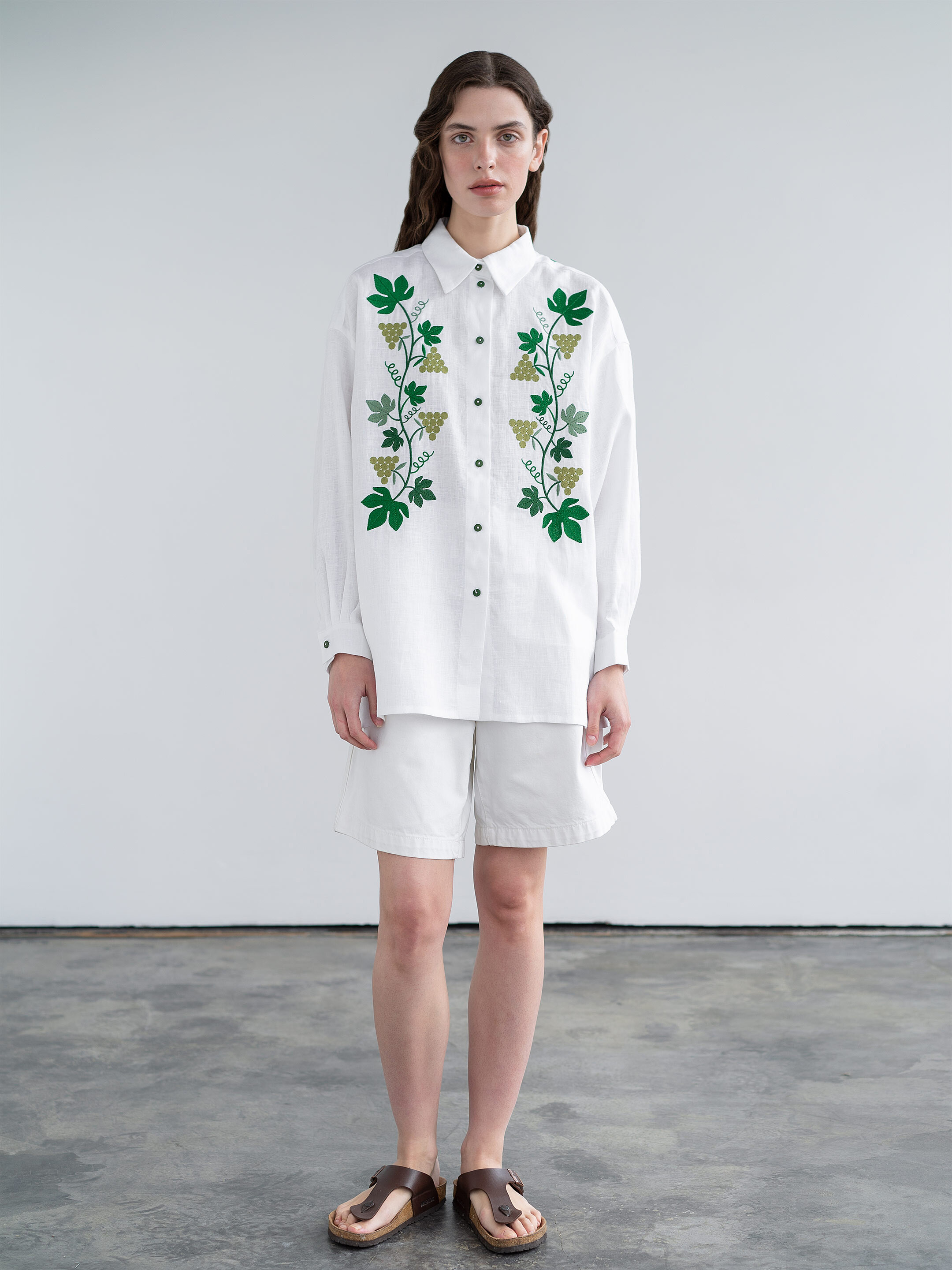 Linen shirt with embroidery Kvity U cheap
