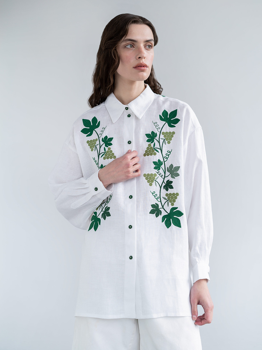Linen shirt with embroidery Kvity U [0]