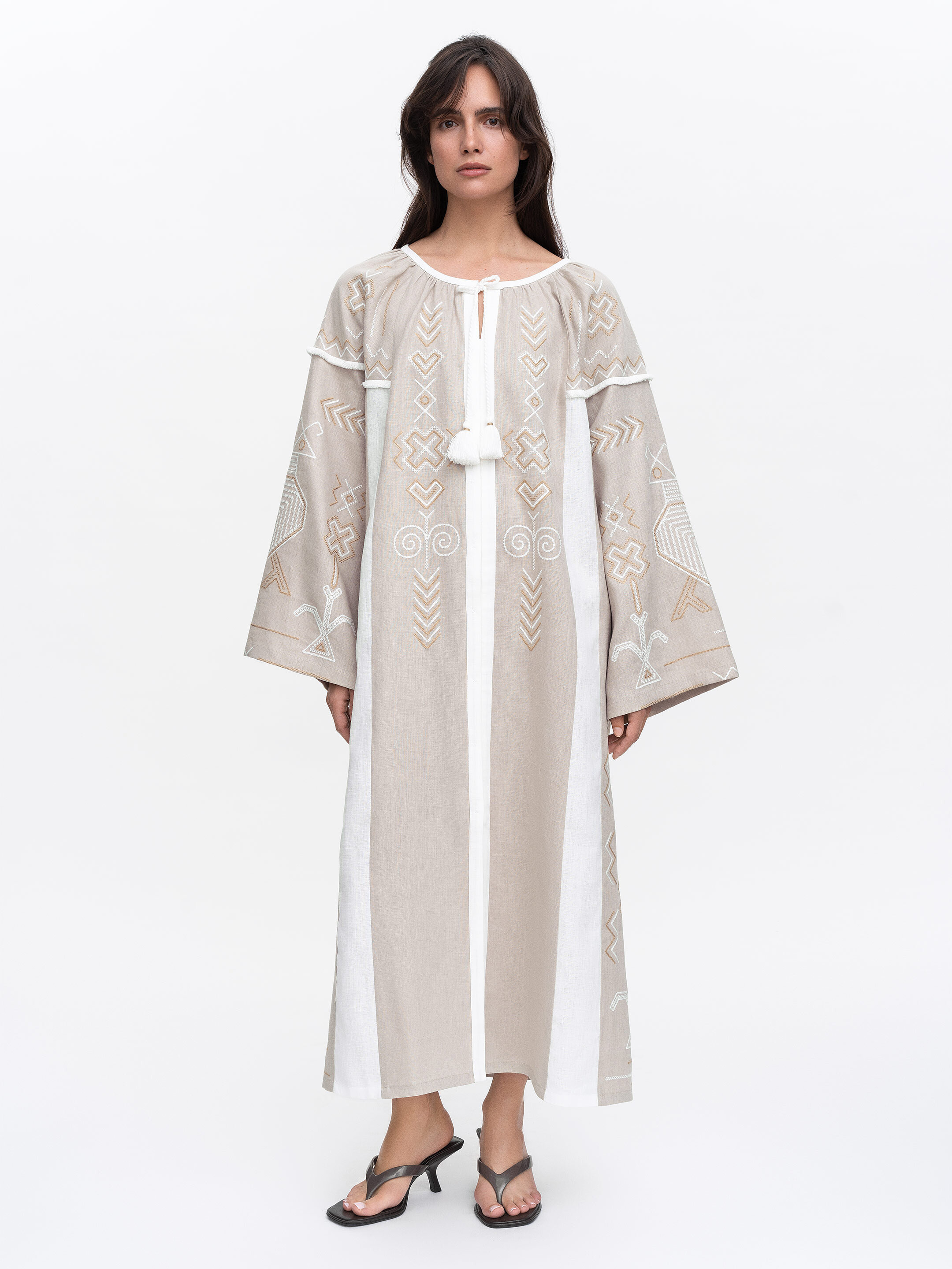 Embroidered dress in delicate beige Zozulya Buy