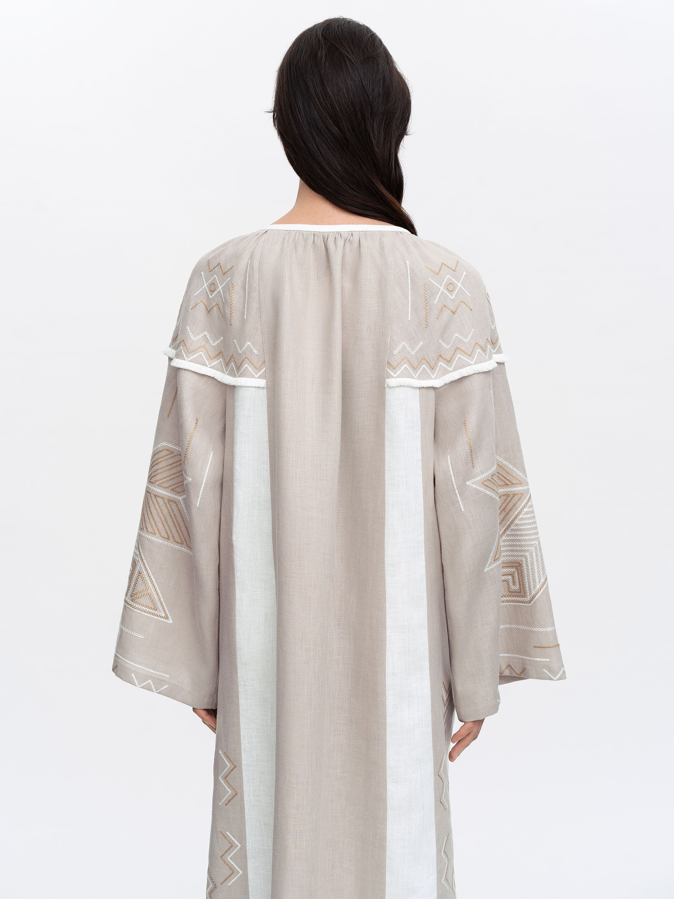 Embroidered dress in delicate beige Zozulya ціна