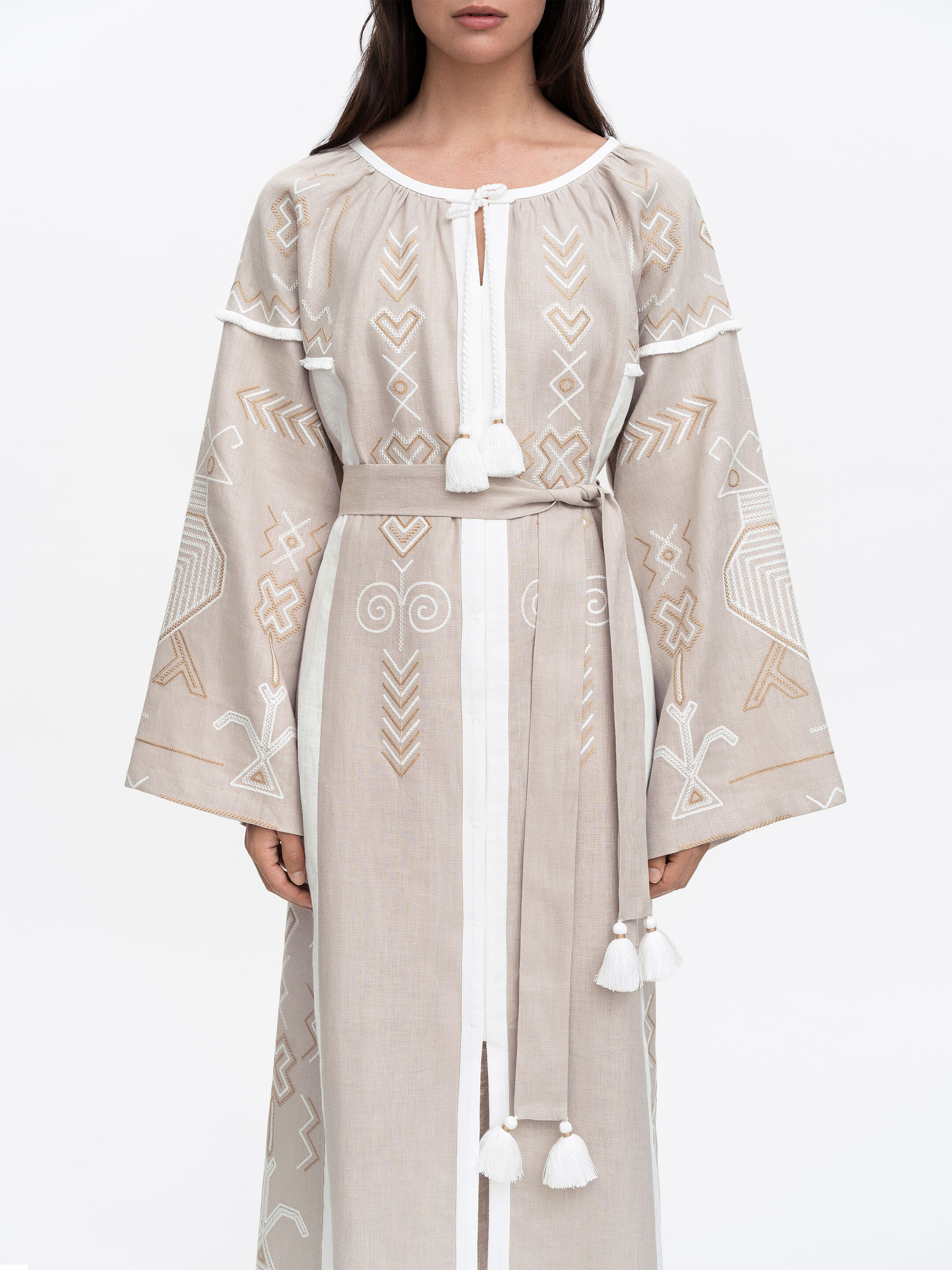 Embroidered dress in delicate beige Zozulya in Ukraine
