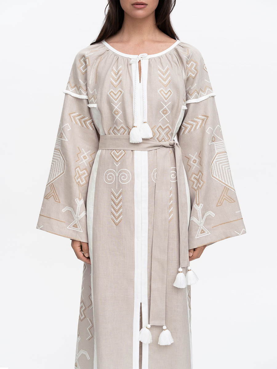 Embroidered dress in delicate beige Zozulya [0]