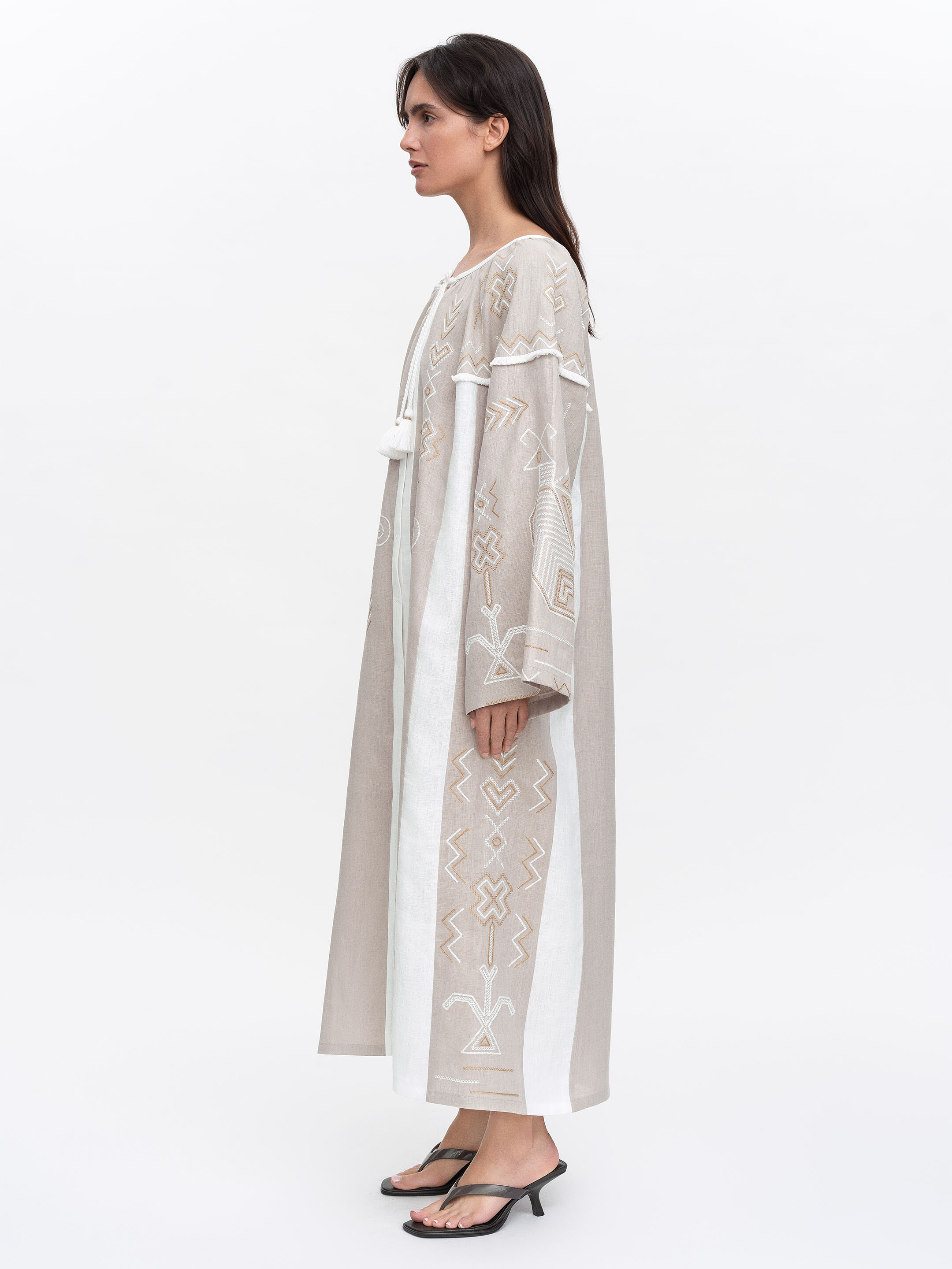 Embroidered dress in delicate beige Zozulya photo