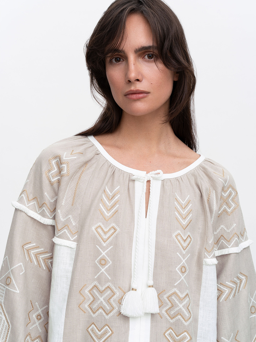 Embroidered dress in delicate beige Zozulya [0]