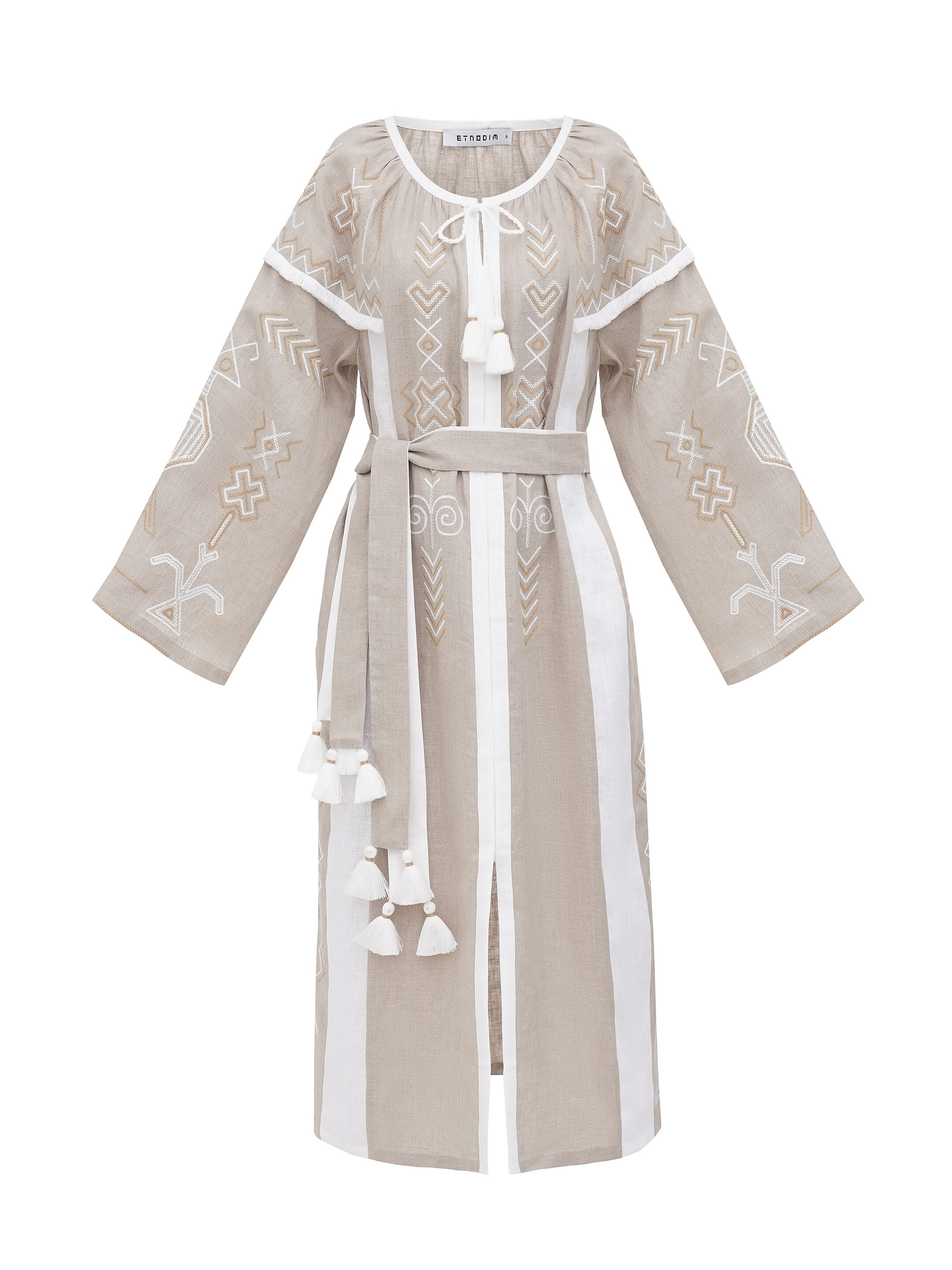 Embroidered dress in delicate beige Zozulya sizes