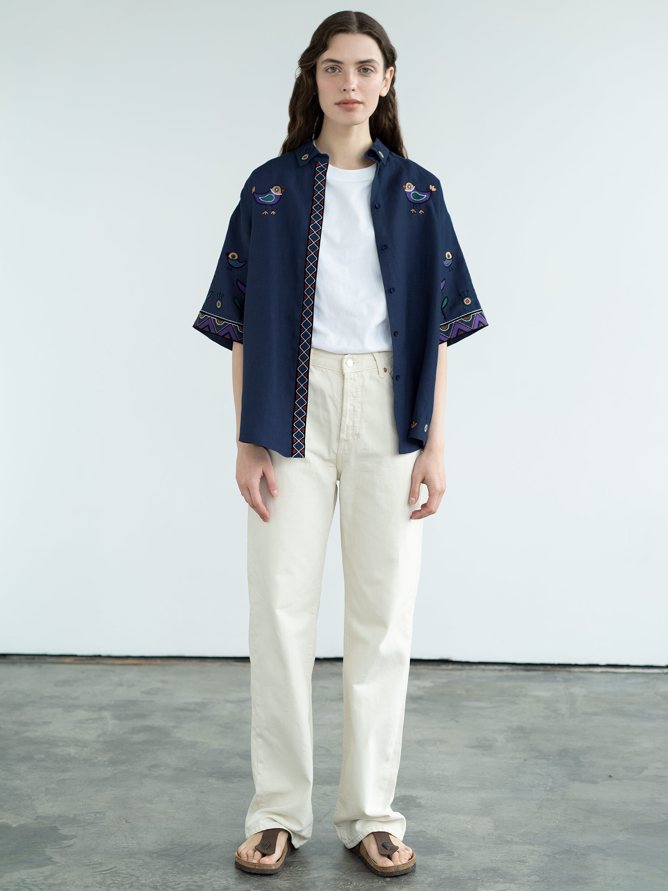 Linen shirt with embroidery Gushul Shirt cheap