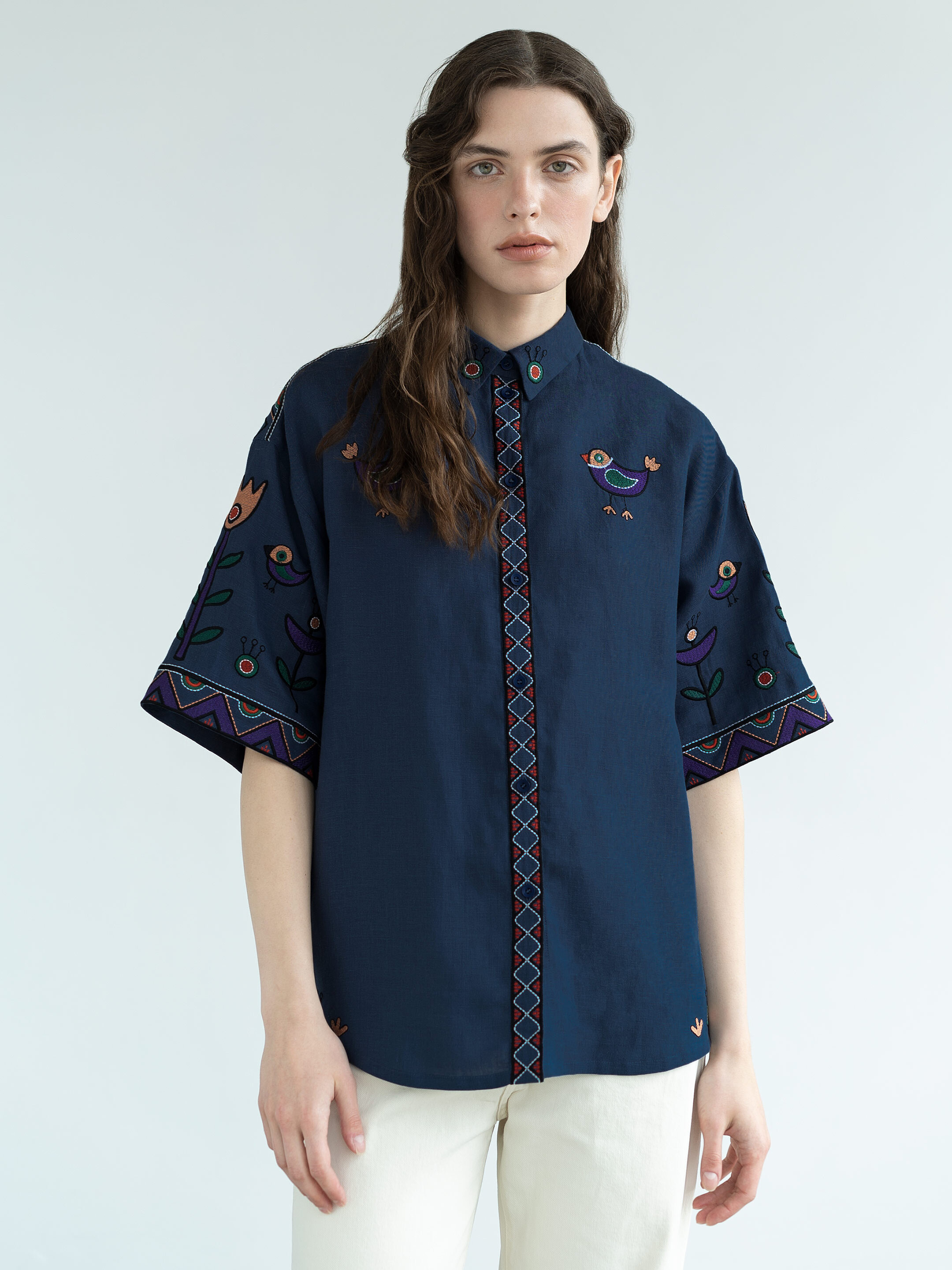 Linen shirt with embroidery Gushul Shirt Buy