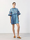 Short linen dress with embroidery Blue Bell